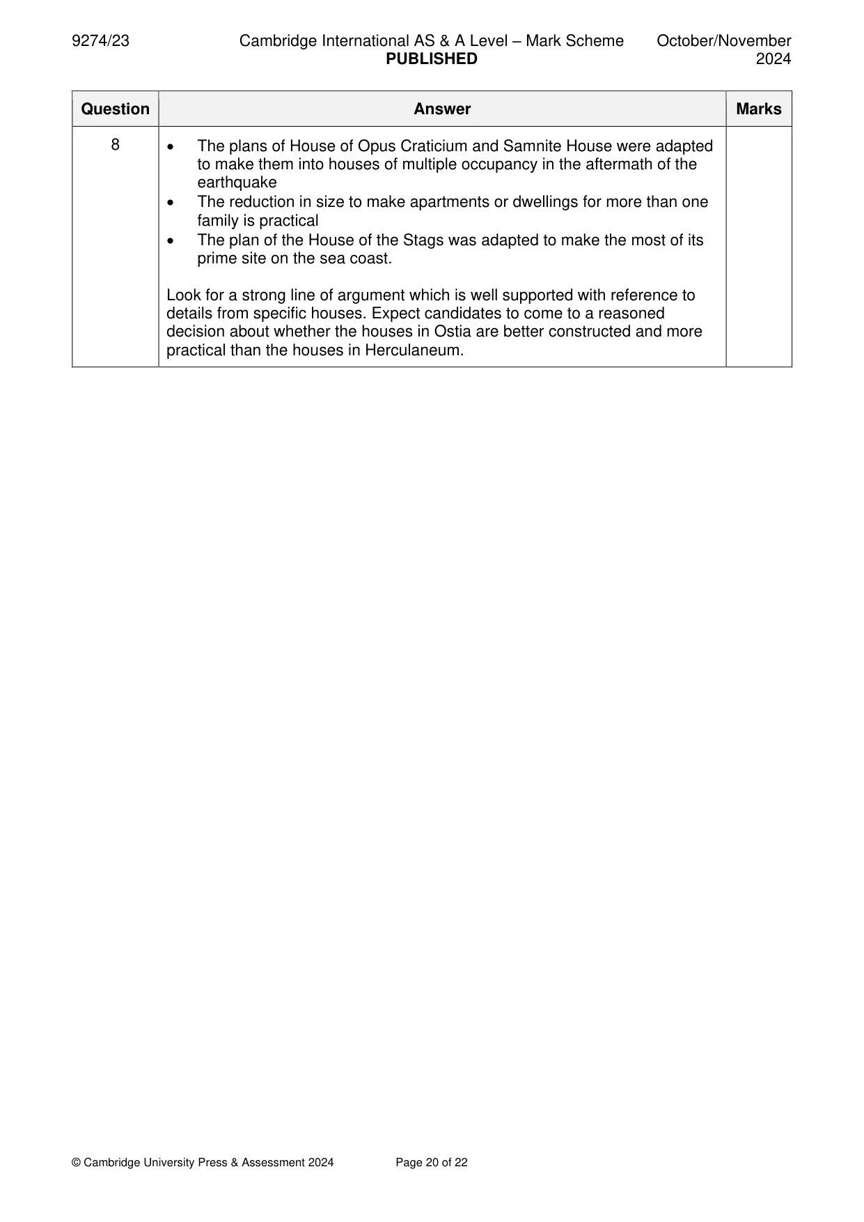 Mark scheme, page 20 of 22