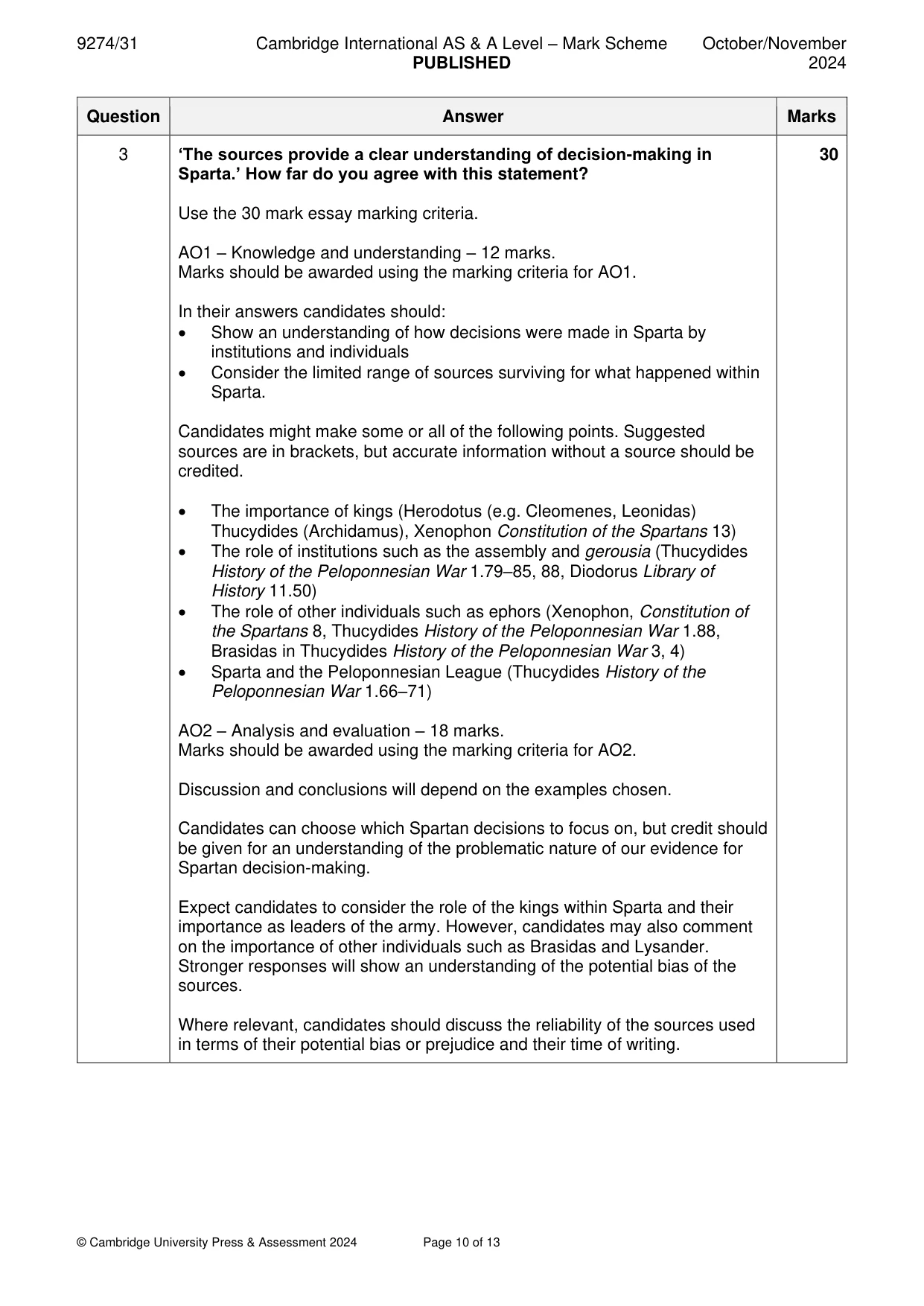 Mark scheme, page 10 of 13