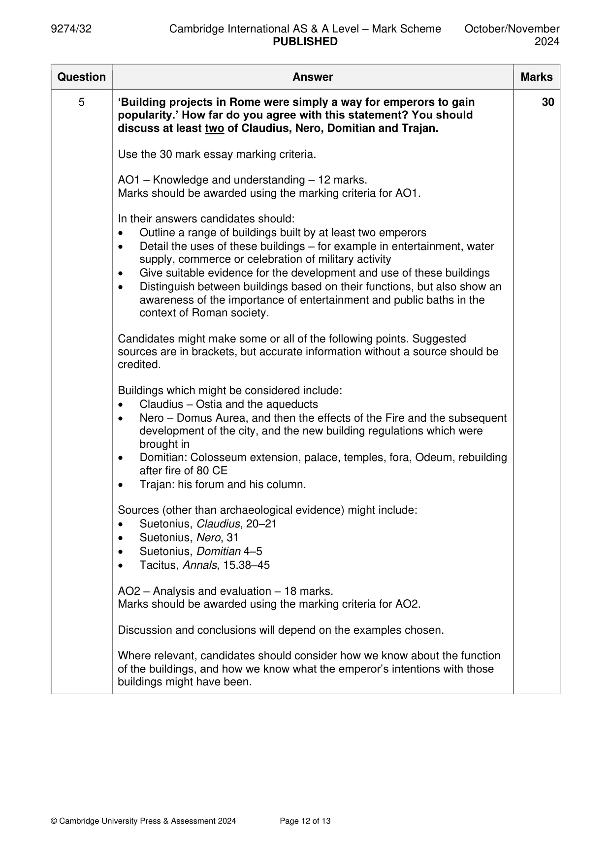 Mark scheme, page 12 of 13