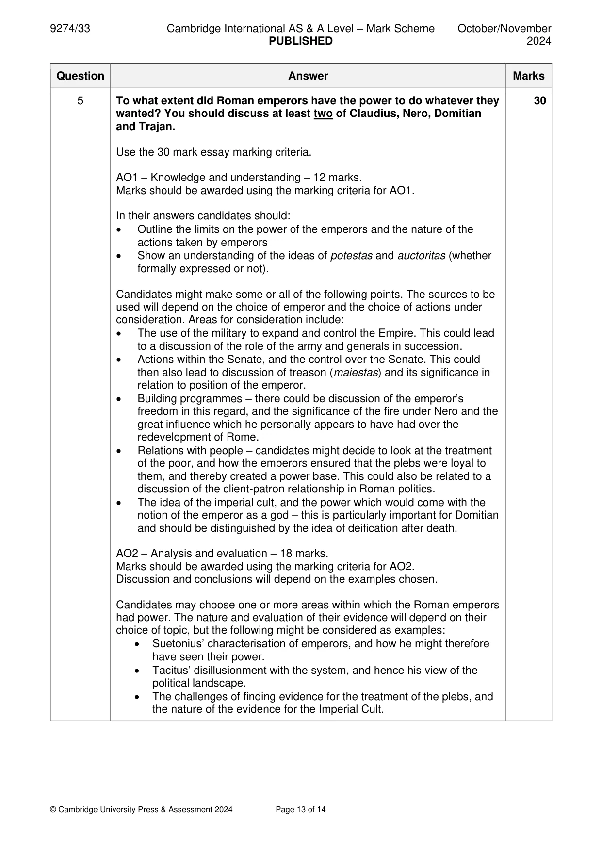 Mark scheme, page 13 of 14