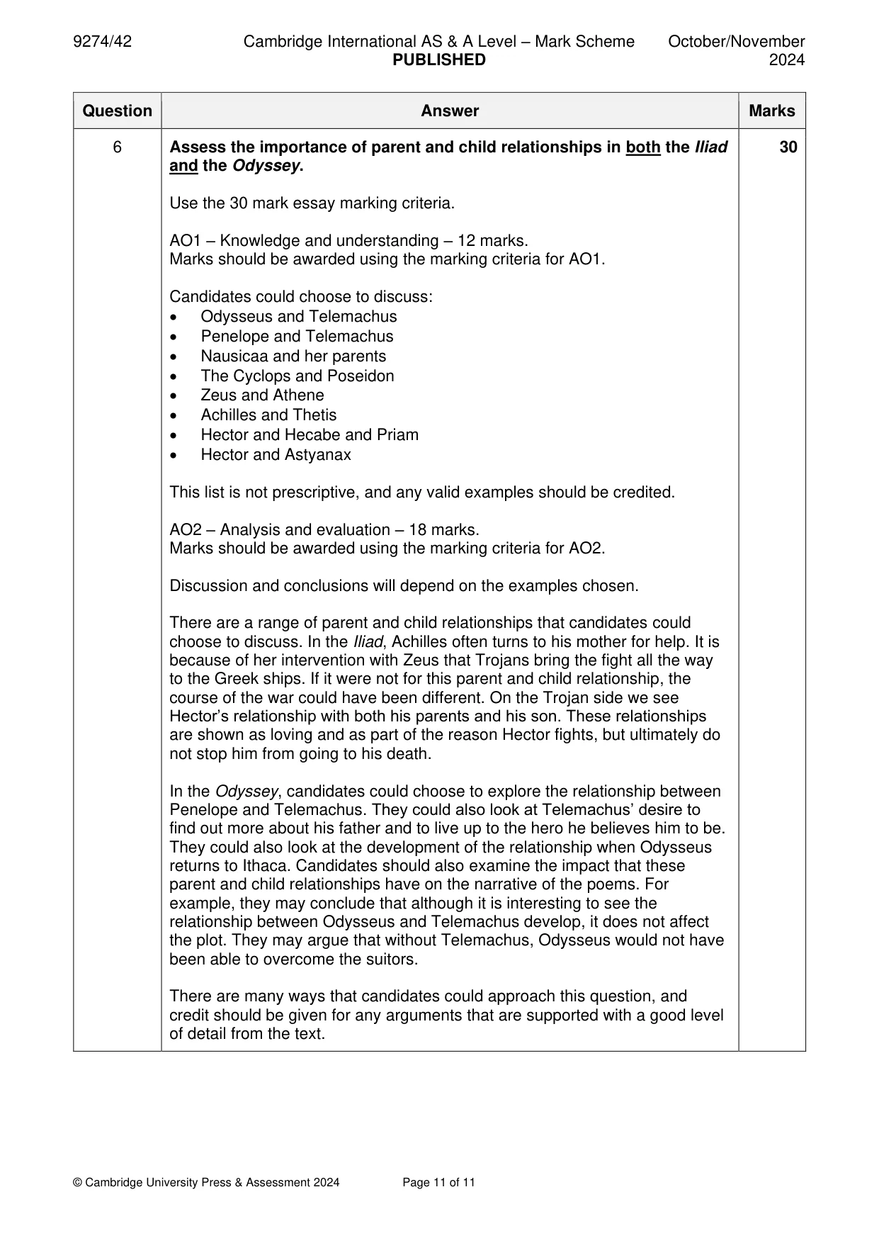 Mark scheme, page 11 of 11