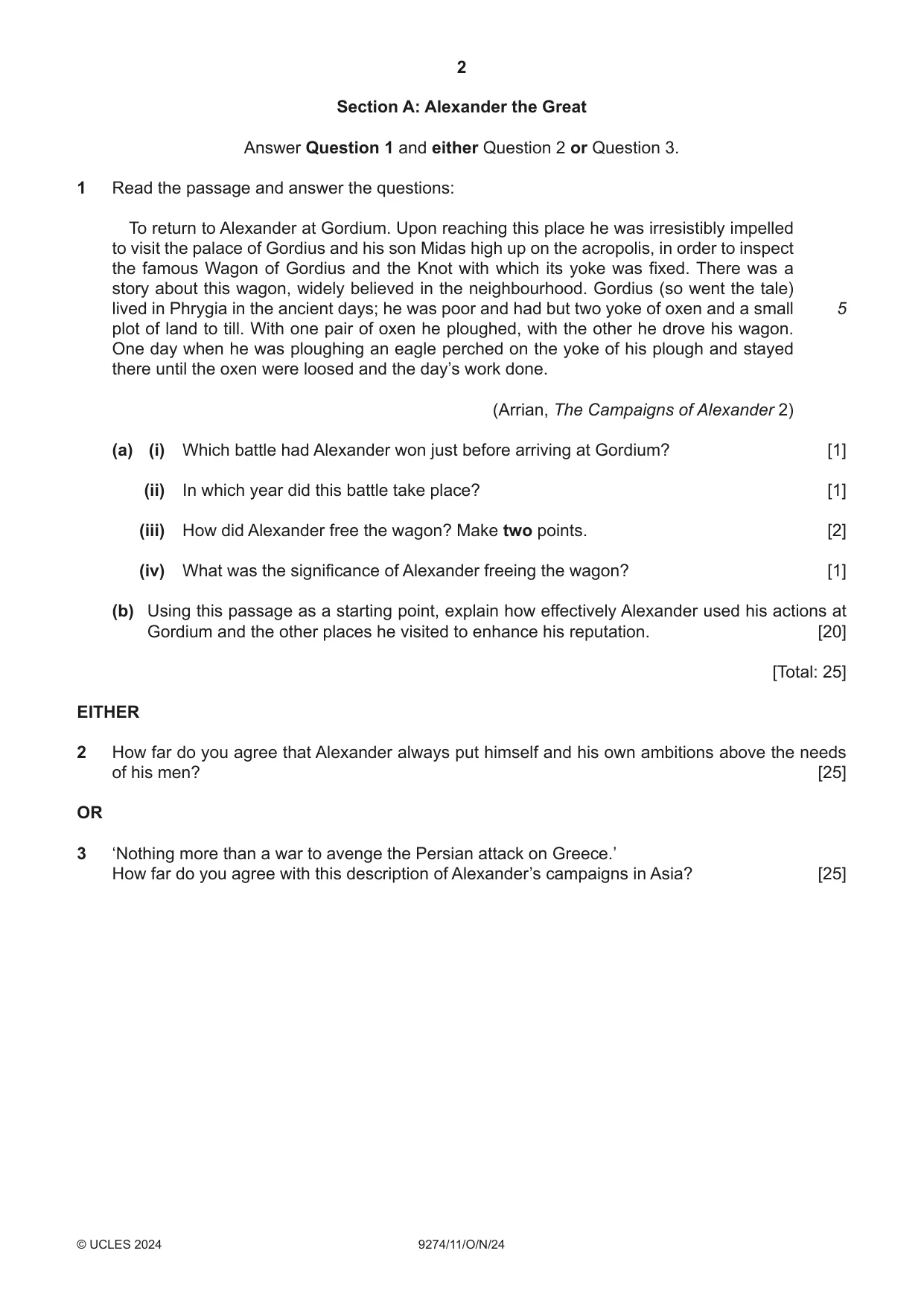 Cambridge A Level Classical Studies 9274 2024 Oct/Nov Paper 1 · Variant 1 question paper, page 2 of 8