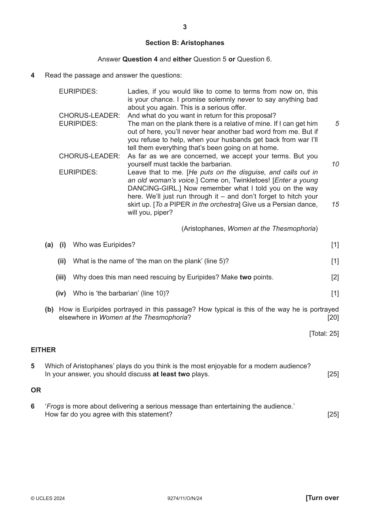 Cambridge A Level Classical Studies 9274 2024 Oct/Nov Paper 1 · Variant 1 question paper, page 3 of 8