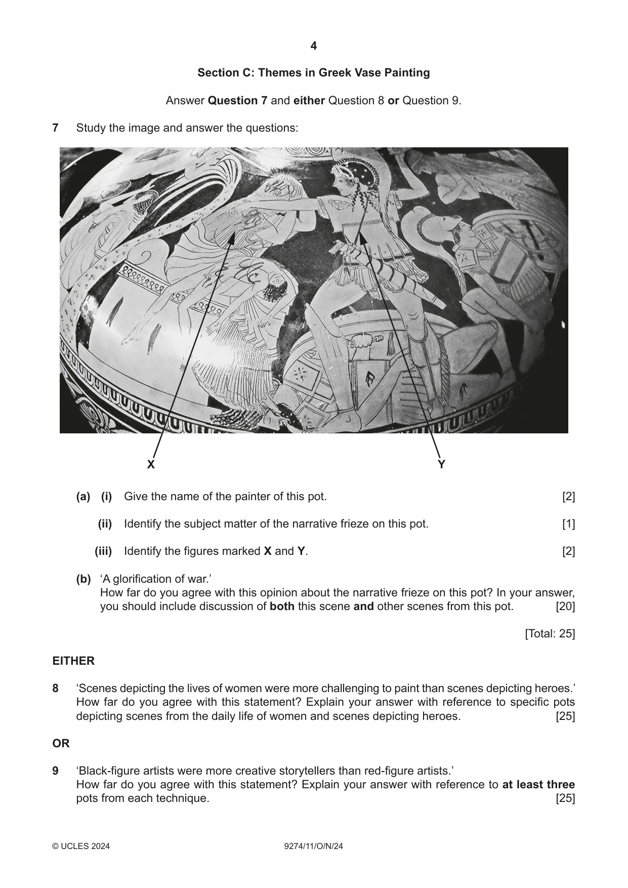 Cambridge A Level Classical Studies 9274 2024 Oct/Nov Paper 1 · Variant 1 question paper, page 4 of 8