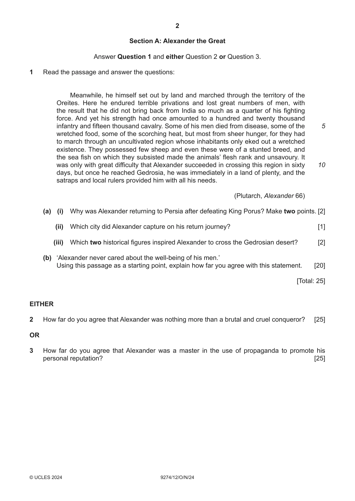 Cambridge A Level Classical Studies 9274 2024 Oct/Nov Paper 1 · Variant 2 question paper, page 2 of 8