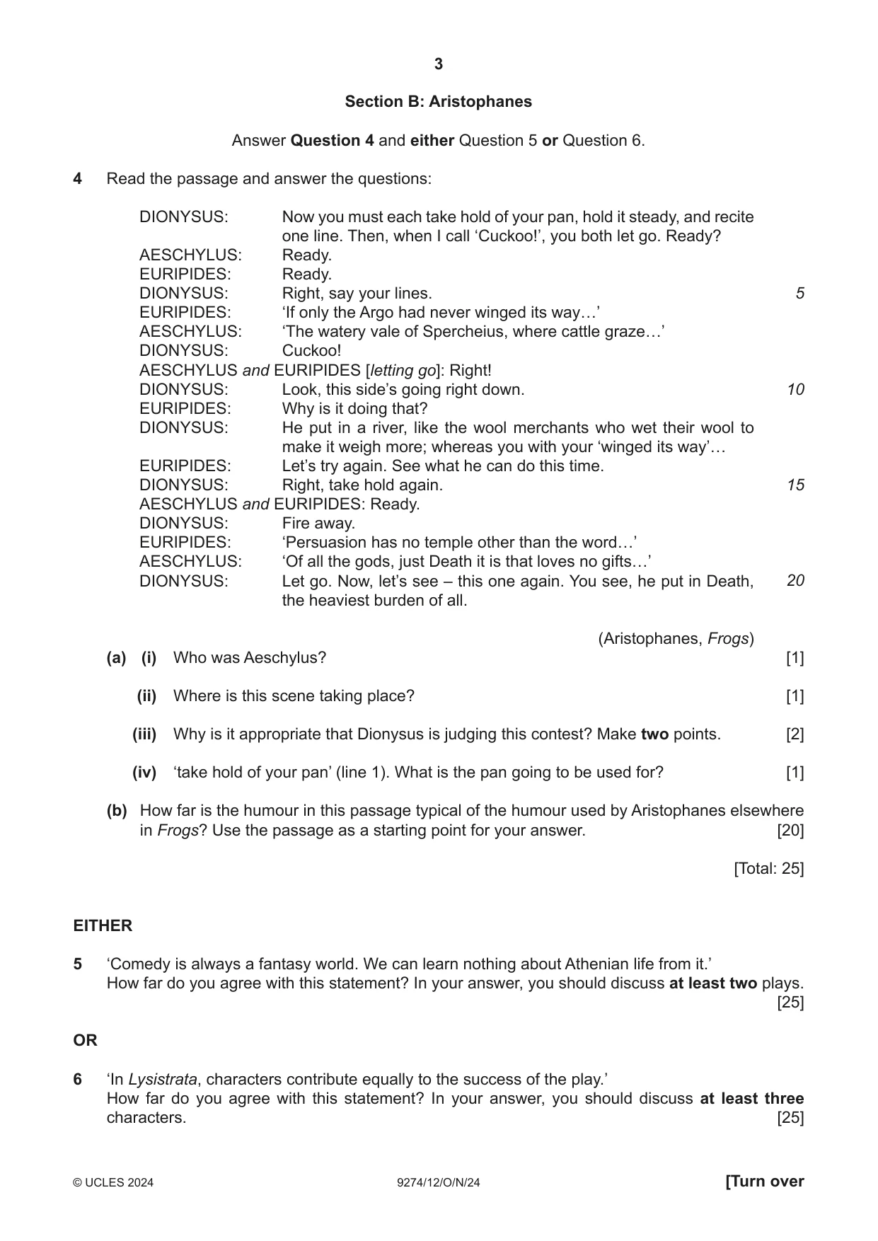 Cambridge A Level Classical Studies 9274 2024 Oct/Nov Paper 1 · Variant 2 question paper, page 3 of 8
