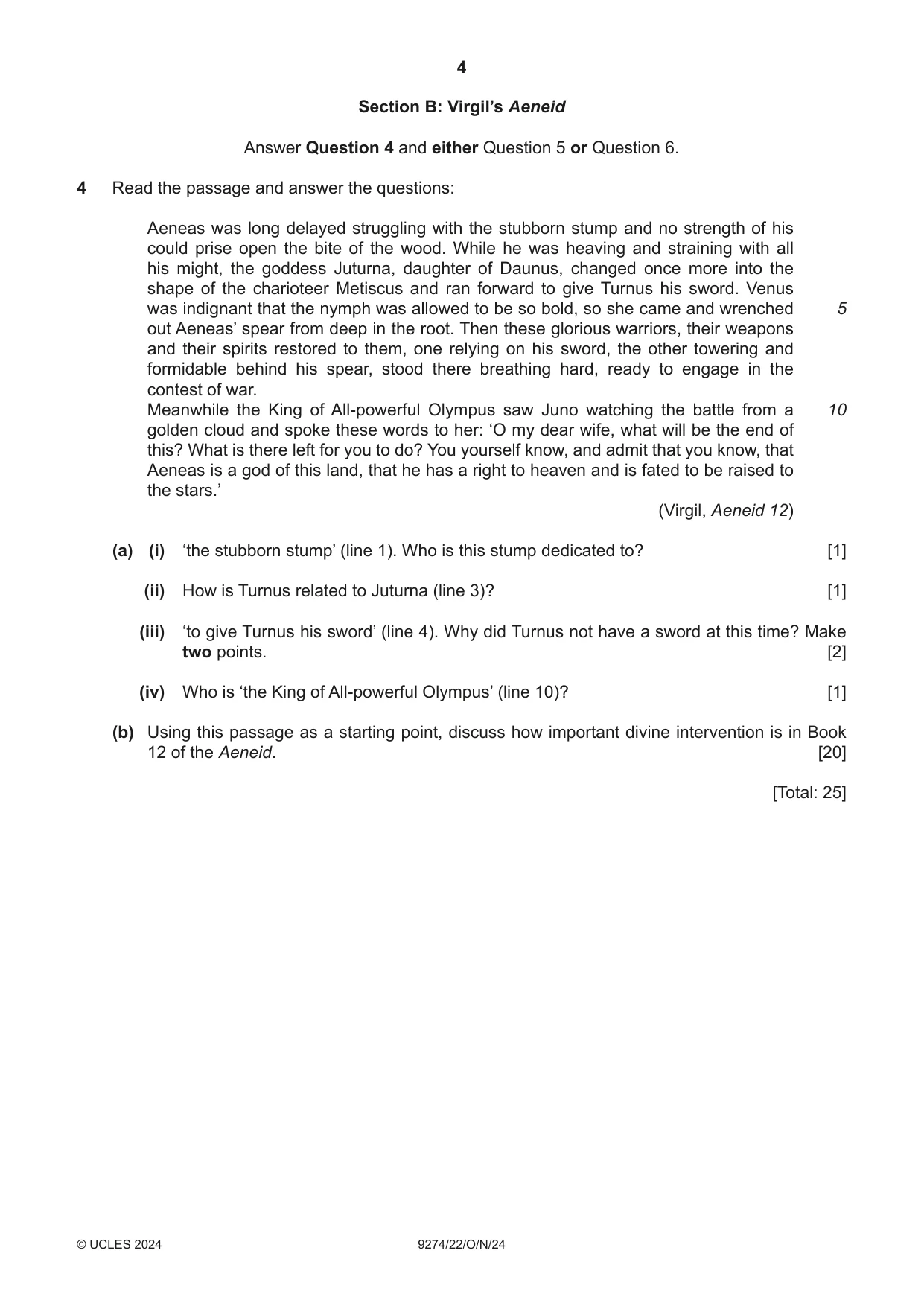 Cambridge A Level Classical Studies 9274 2024 Oct/Nov Paper 2 · Variant 2 question paper, page 4 of 8