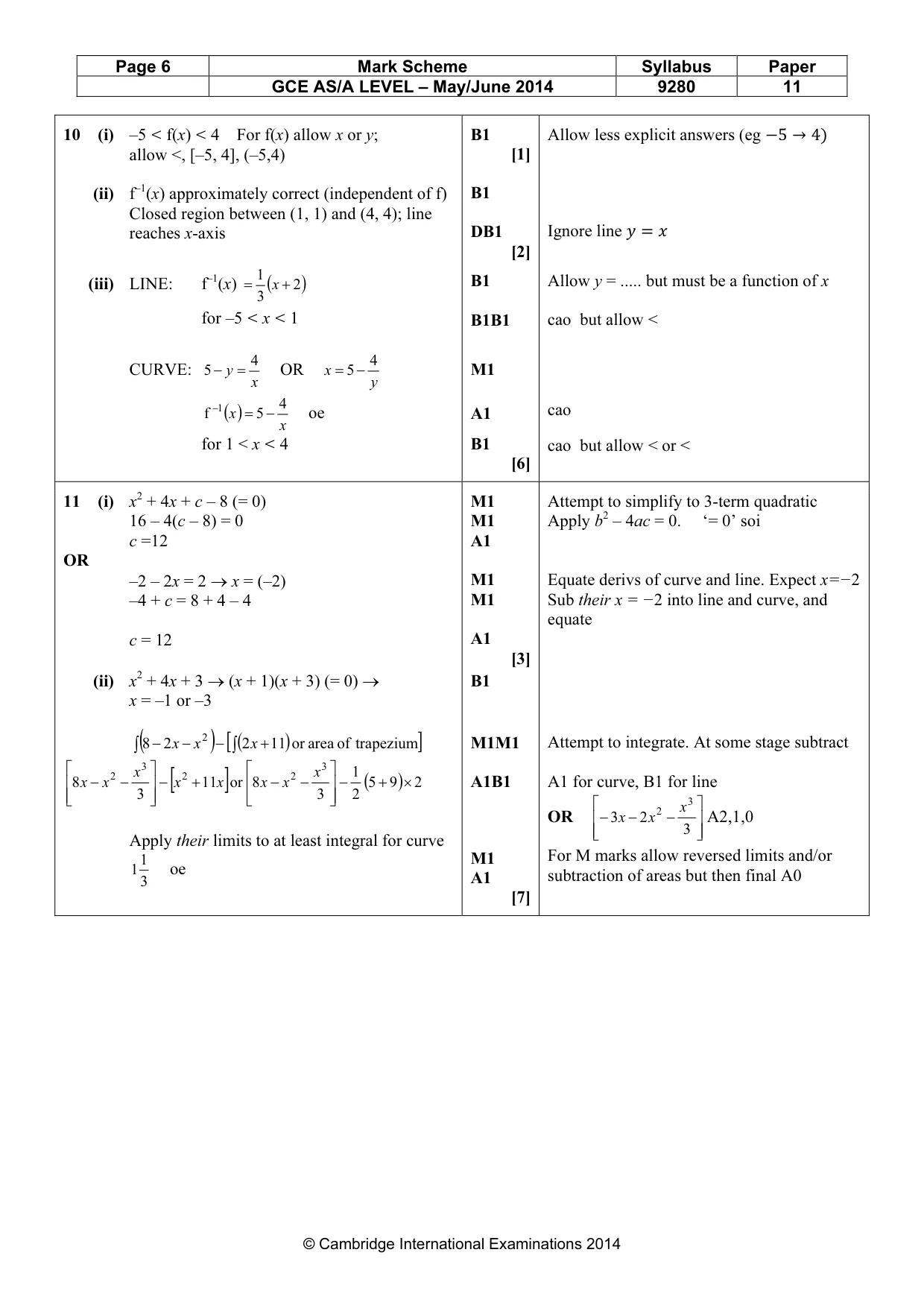 Mark scheme, page 6 of 7