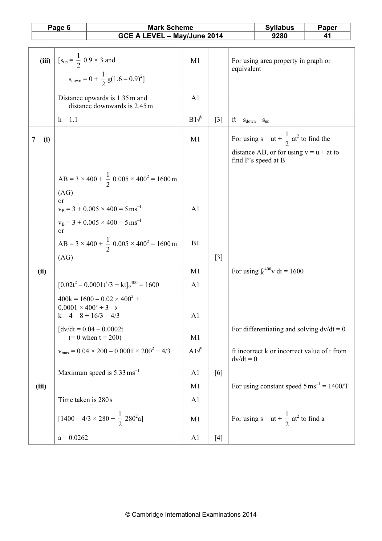 Mark scheme, page 6 of 6