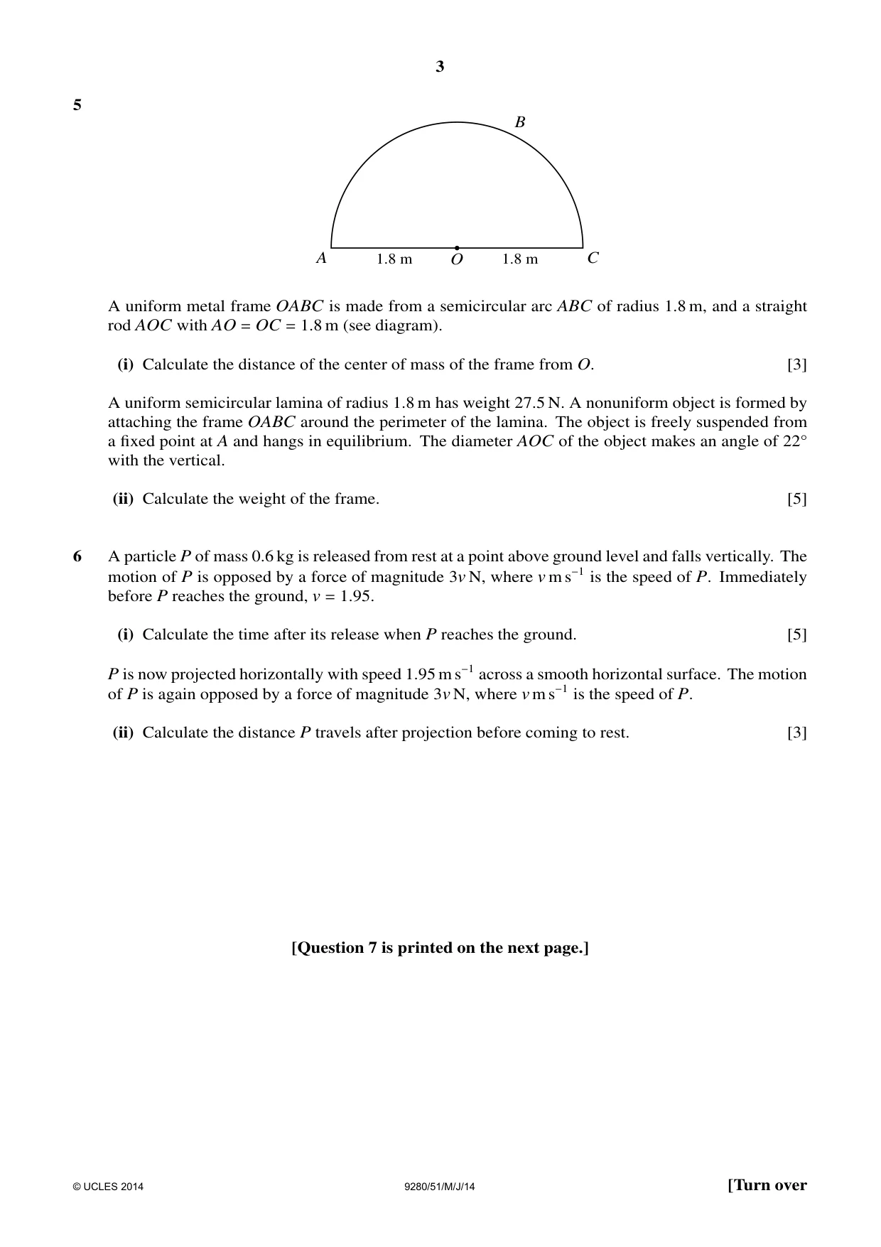 Cambridge A Level Mathematics (US) 9280 2014 May/June Paper 5 · Variant 1 question paper, page 3 of 4