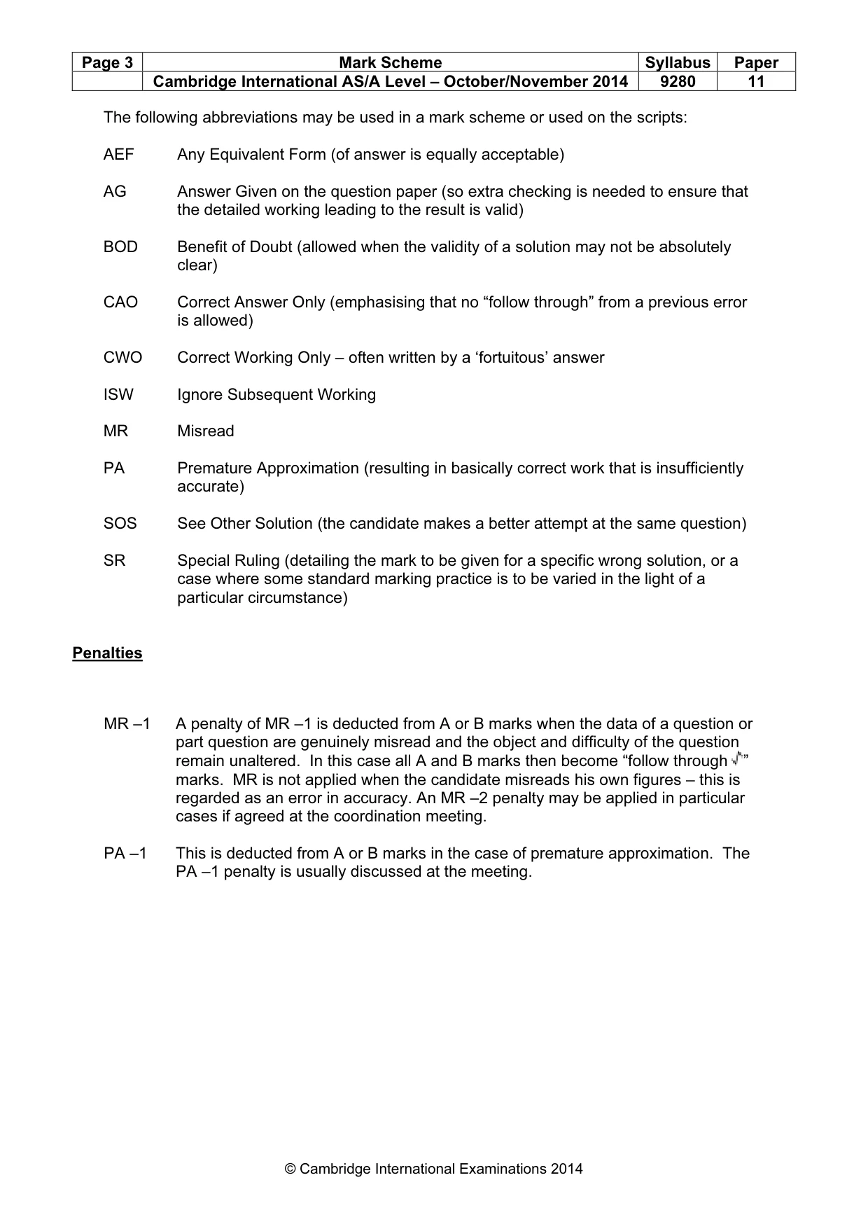 Mark scheme, page 3 of 6