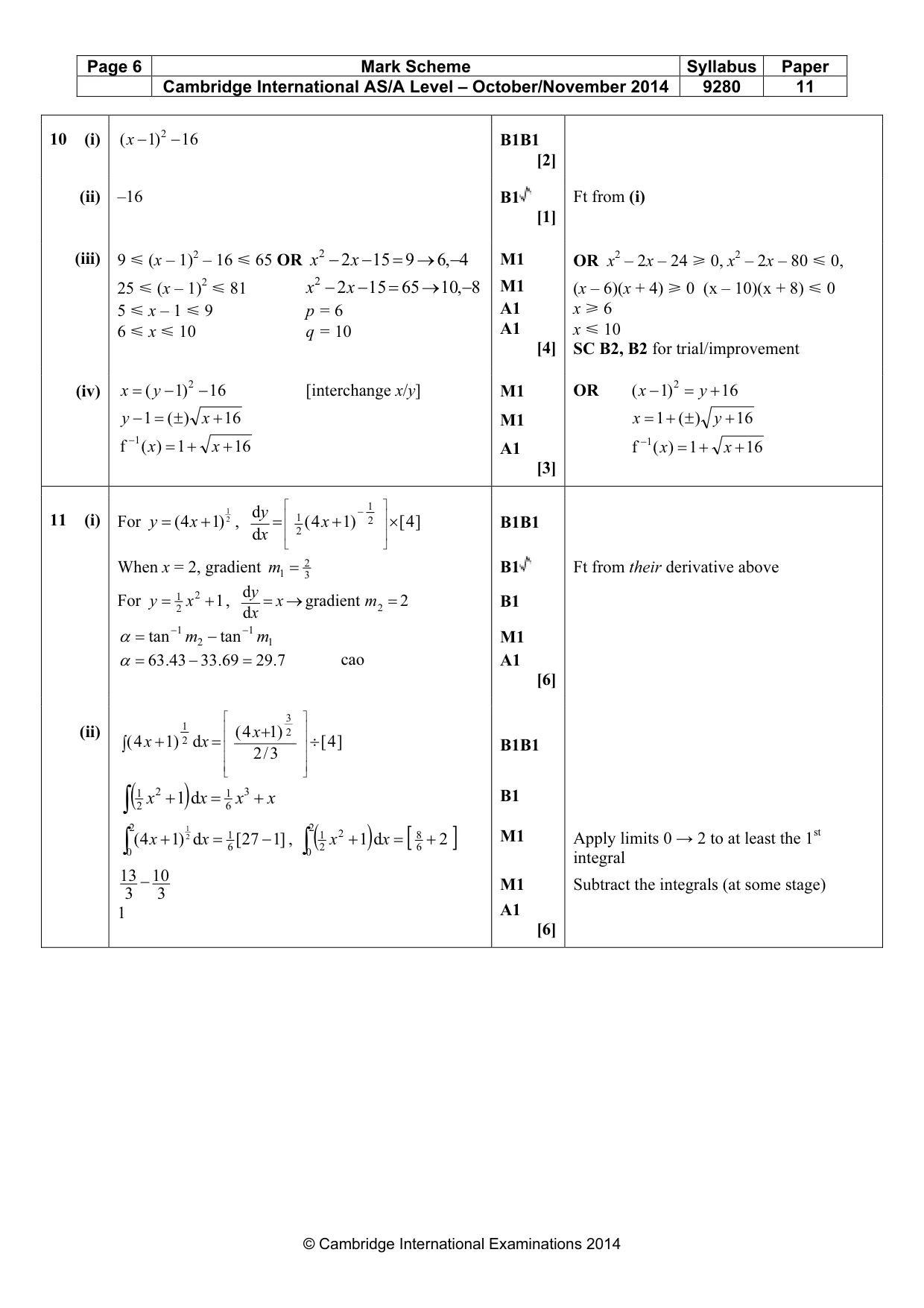 Mark scheme, page 6 of 6
