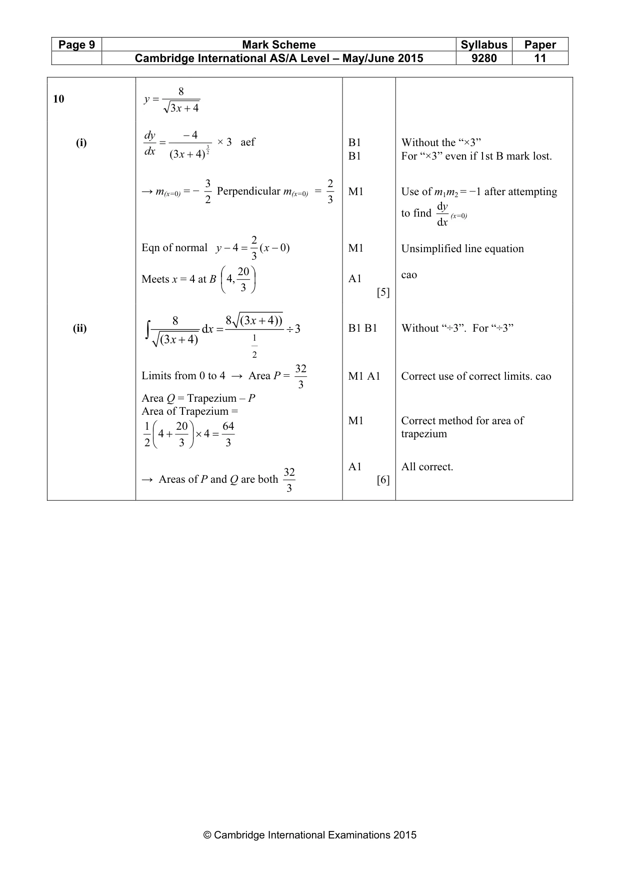 Mark scheme, page 9 of 9