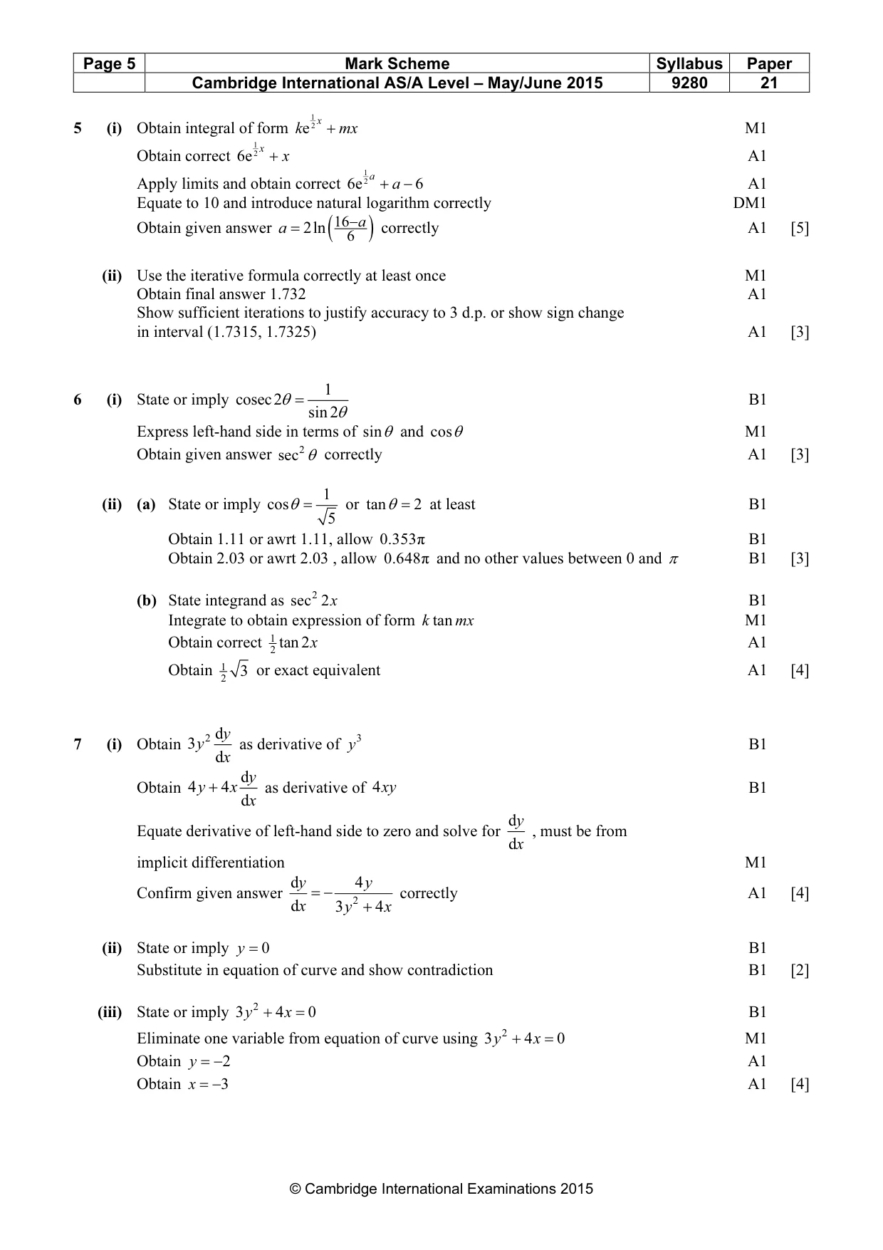 Mark scheme, page 5 of 5