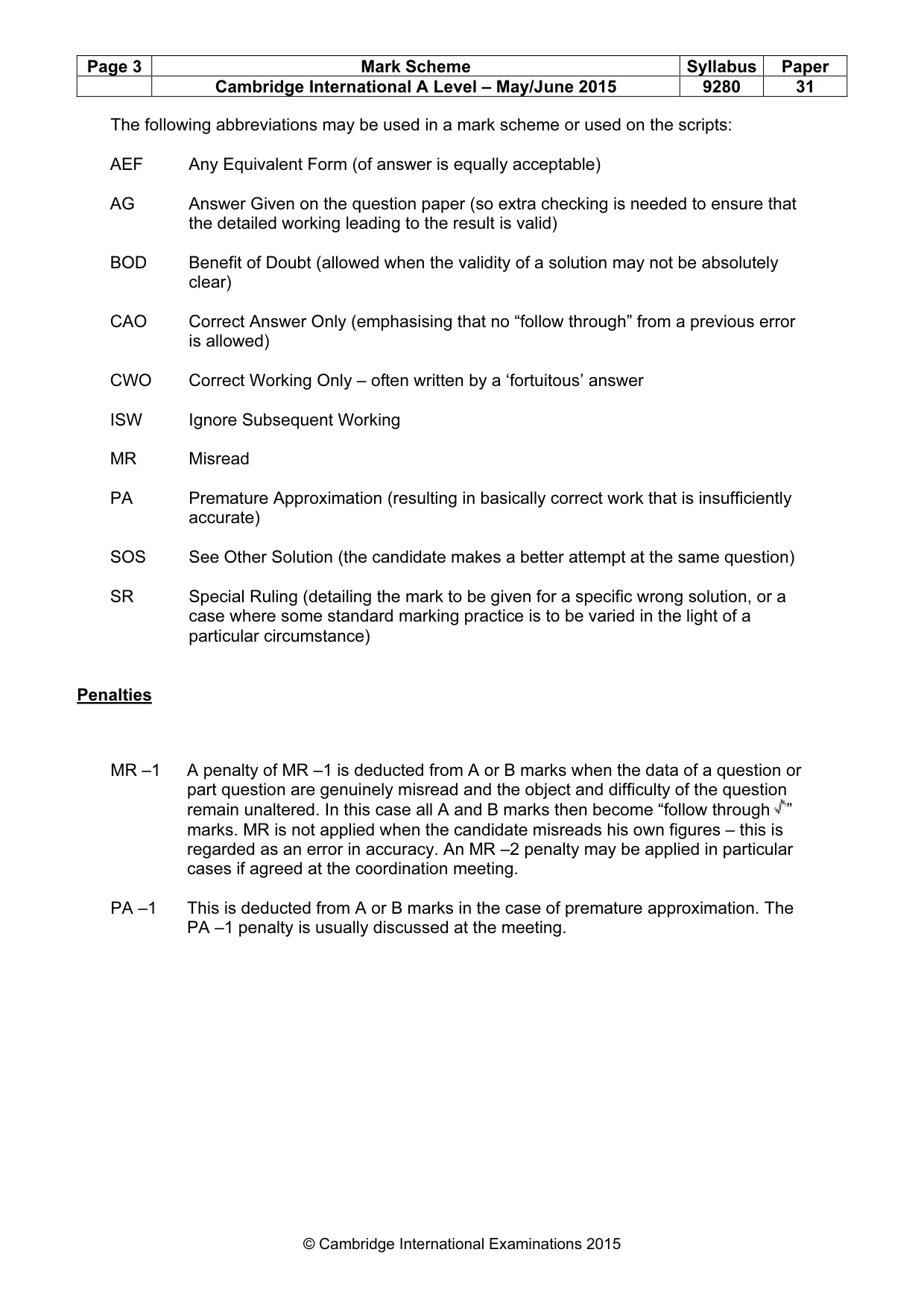 Mark scheme, page 3 of 6