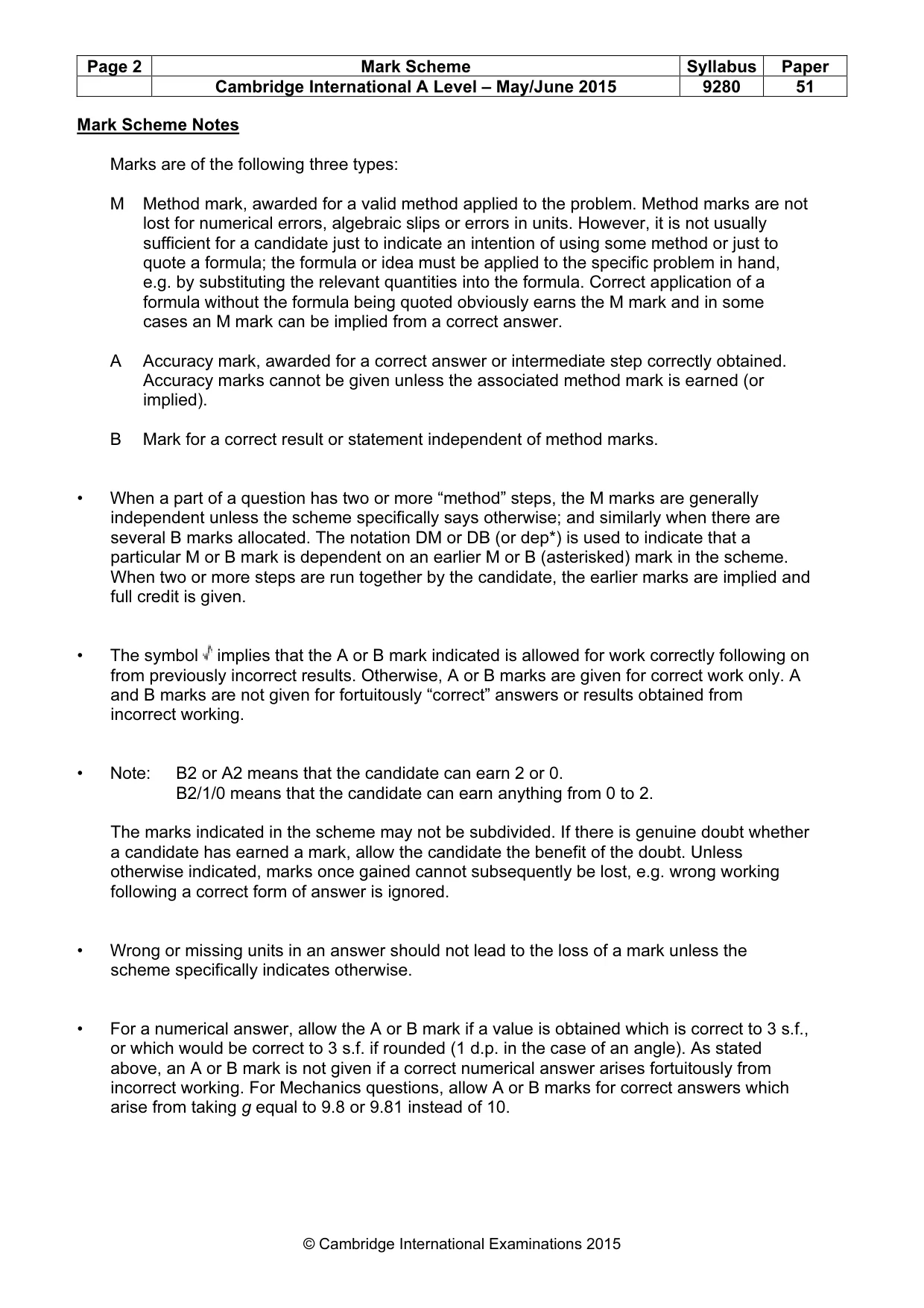 Mark scheme, page 2 of 6