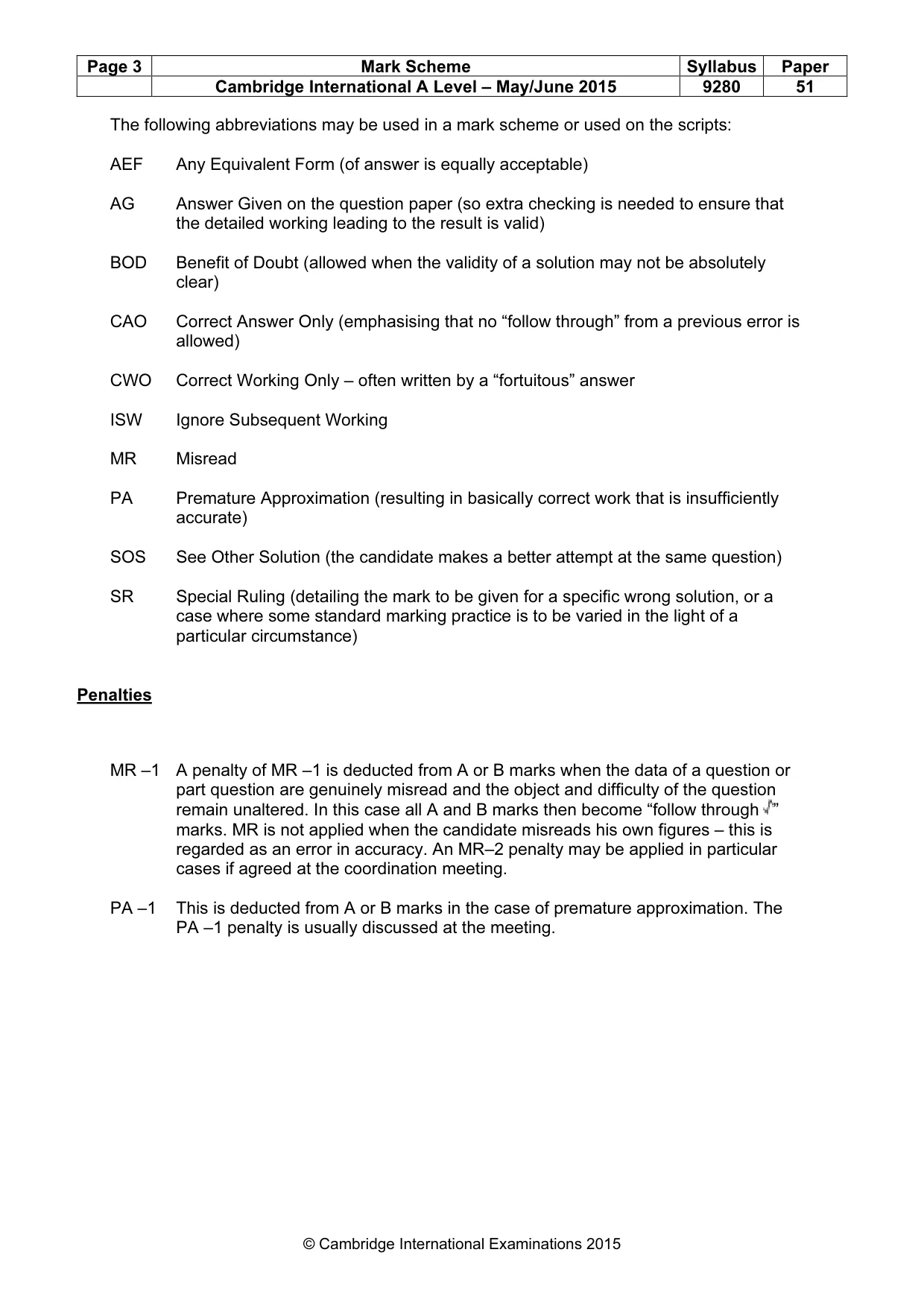Mark scheme, page 3 of 6