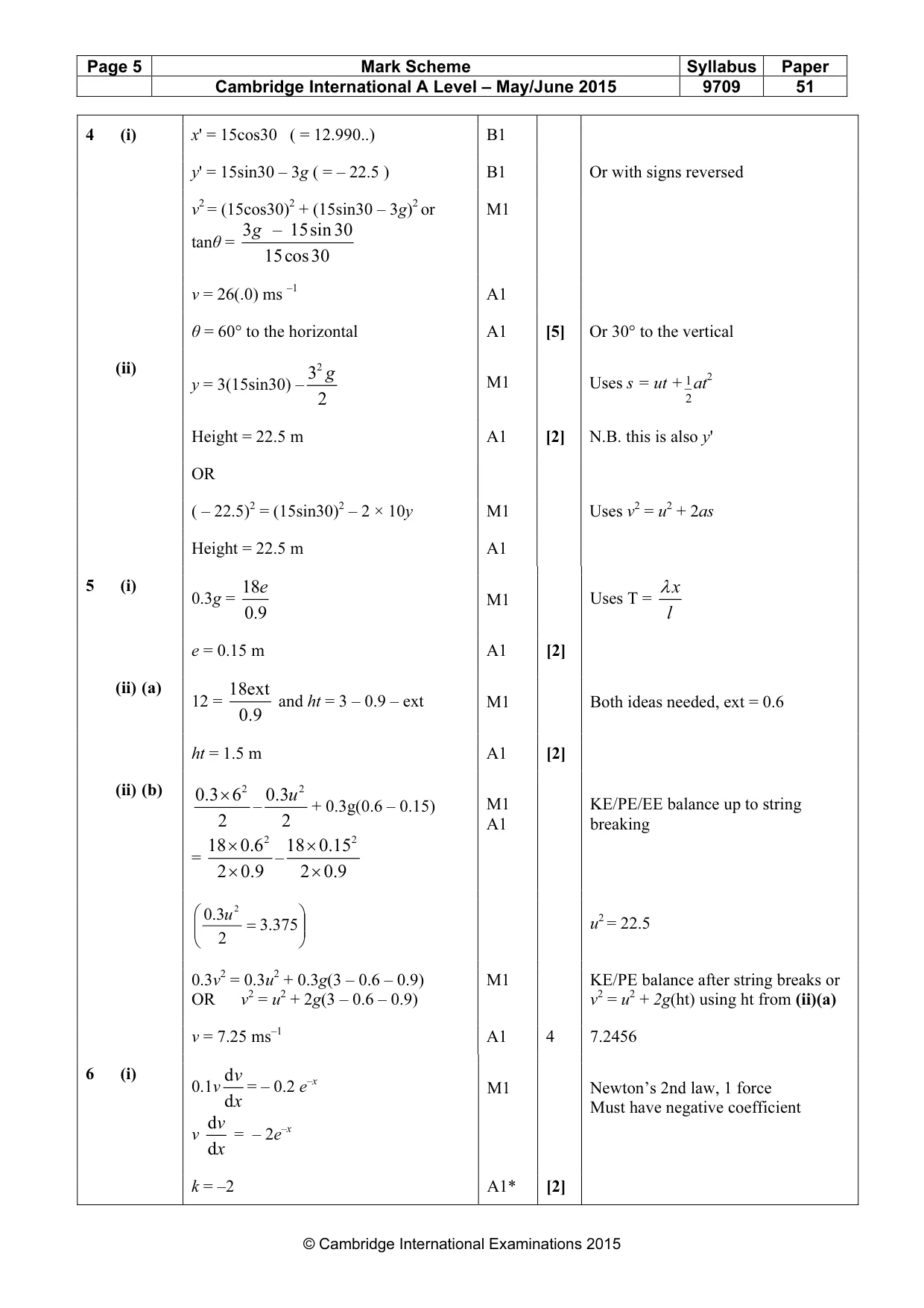 Mark scheme, page 5 of 6