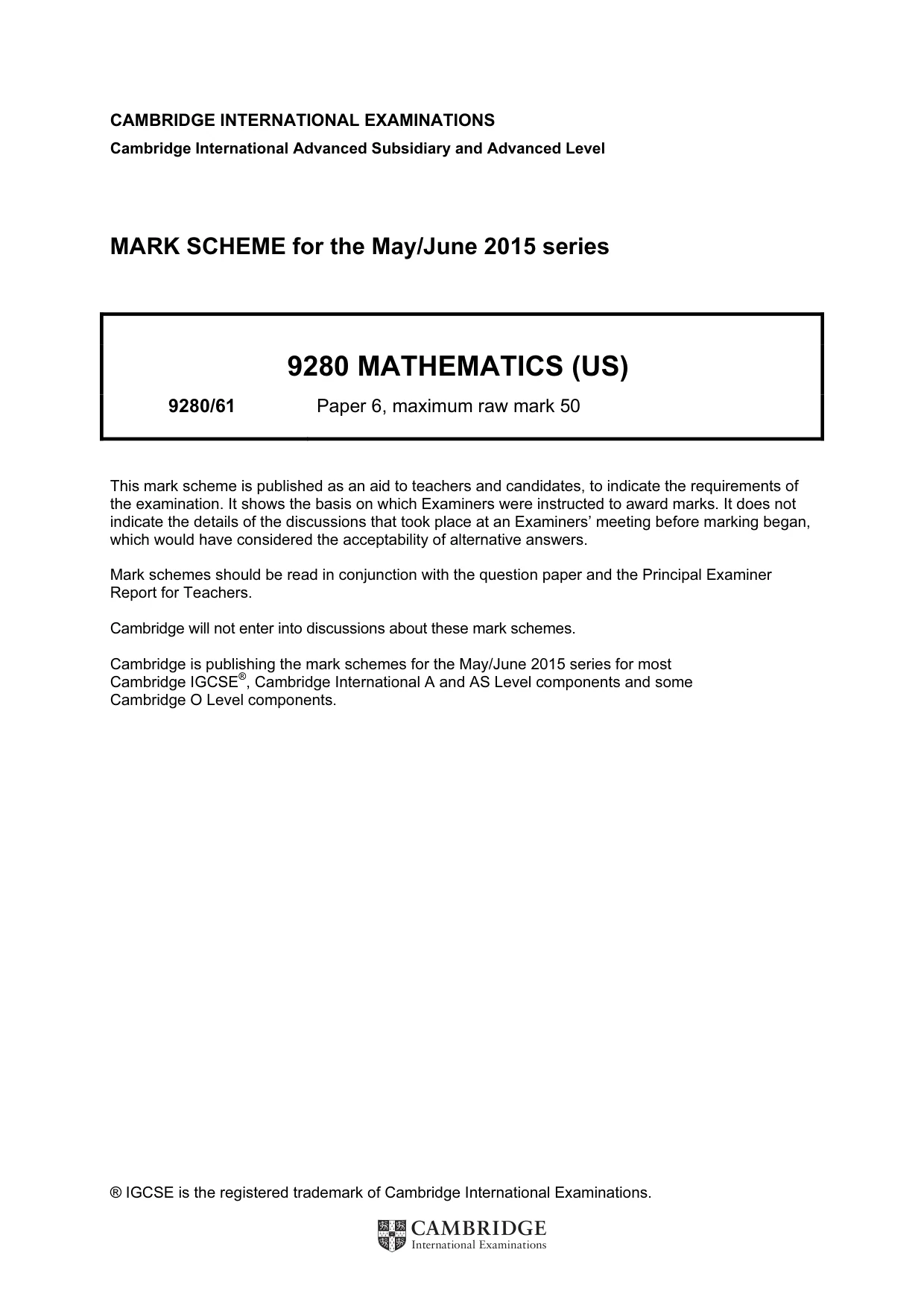 Mark scheme, page 1 of 6