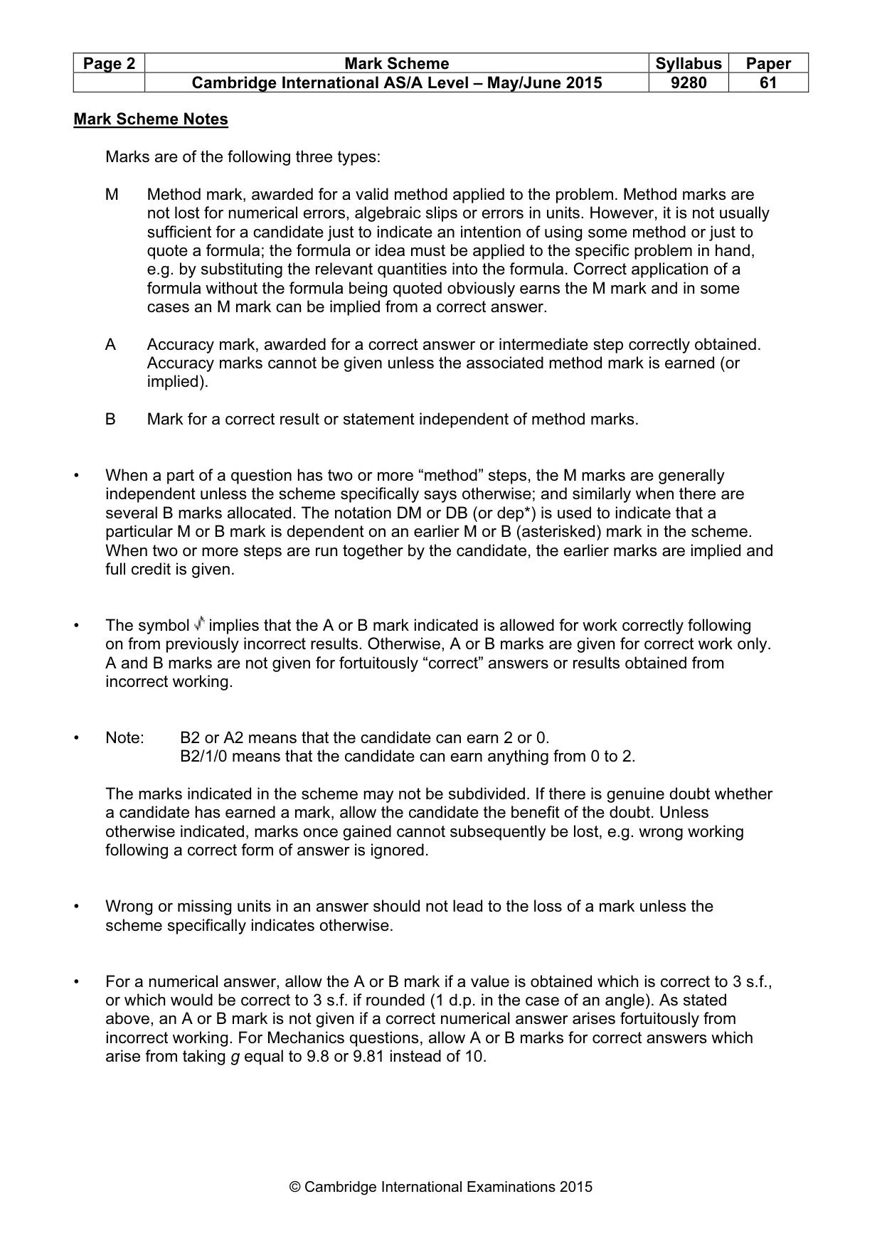 Mark scheme, page 2 of 6
