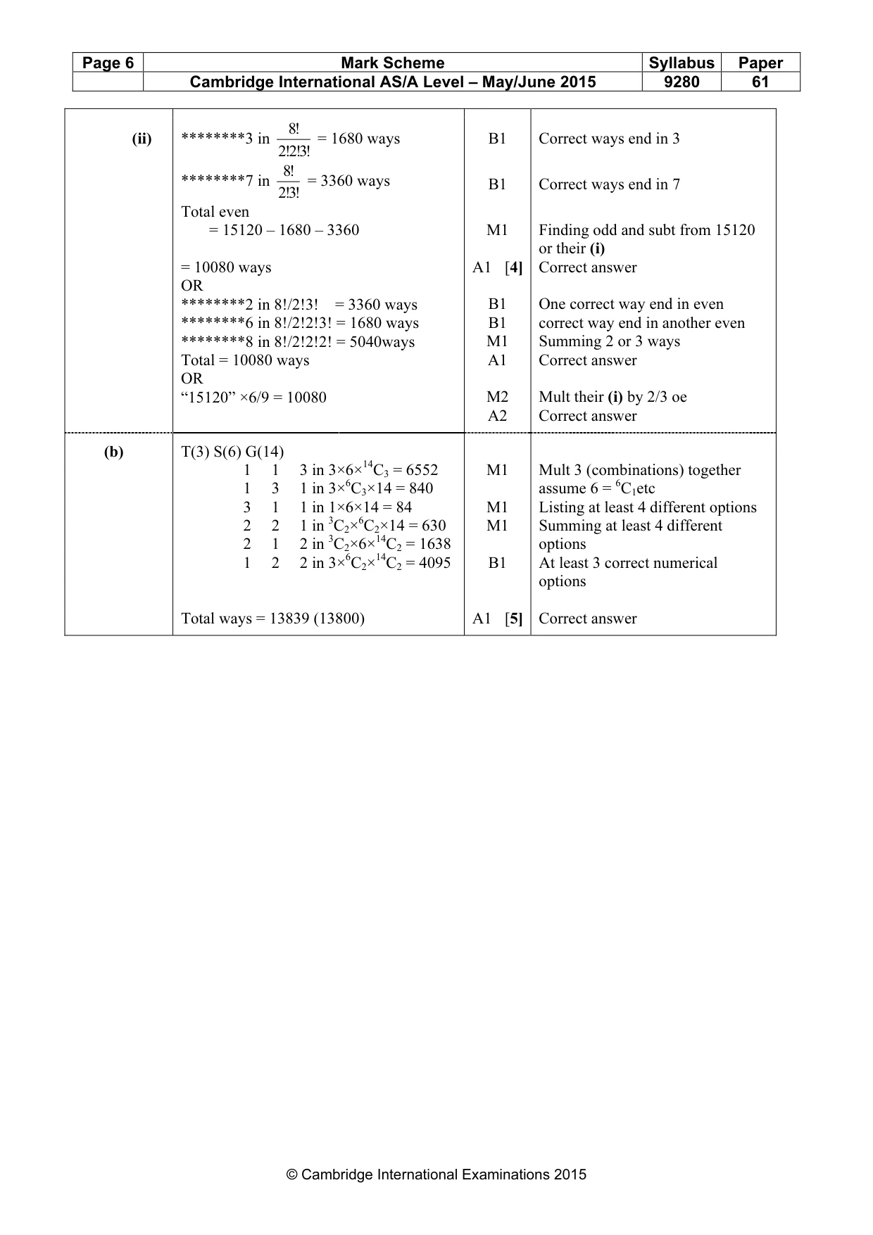 Mark scheme, page 6 of 6