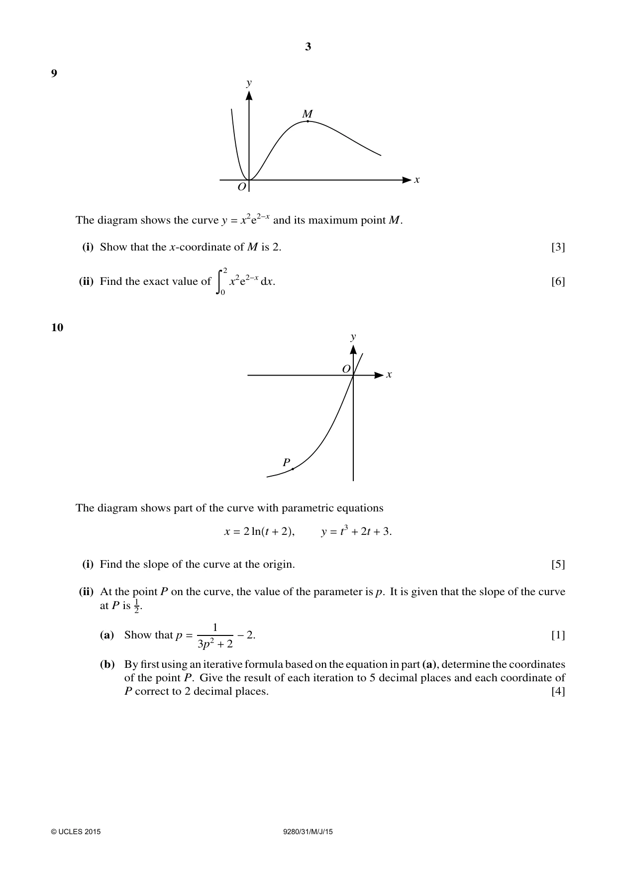 Cambridge A Level Mathematics (US) 9280 2015 May/June Paper 3 · Variant 1 question paper, page 3 of 4