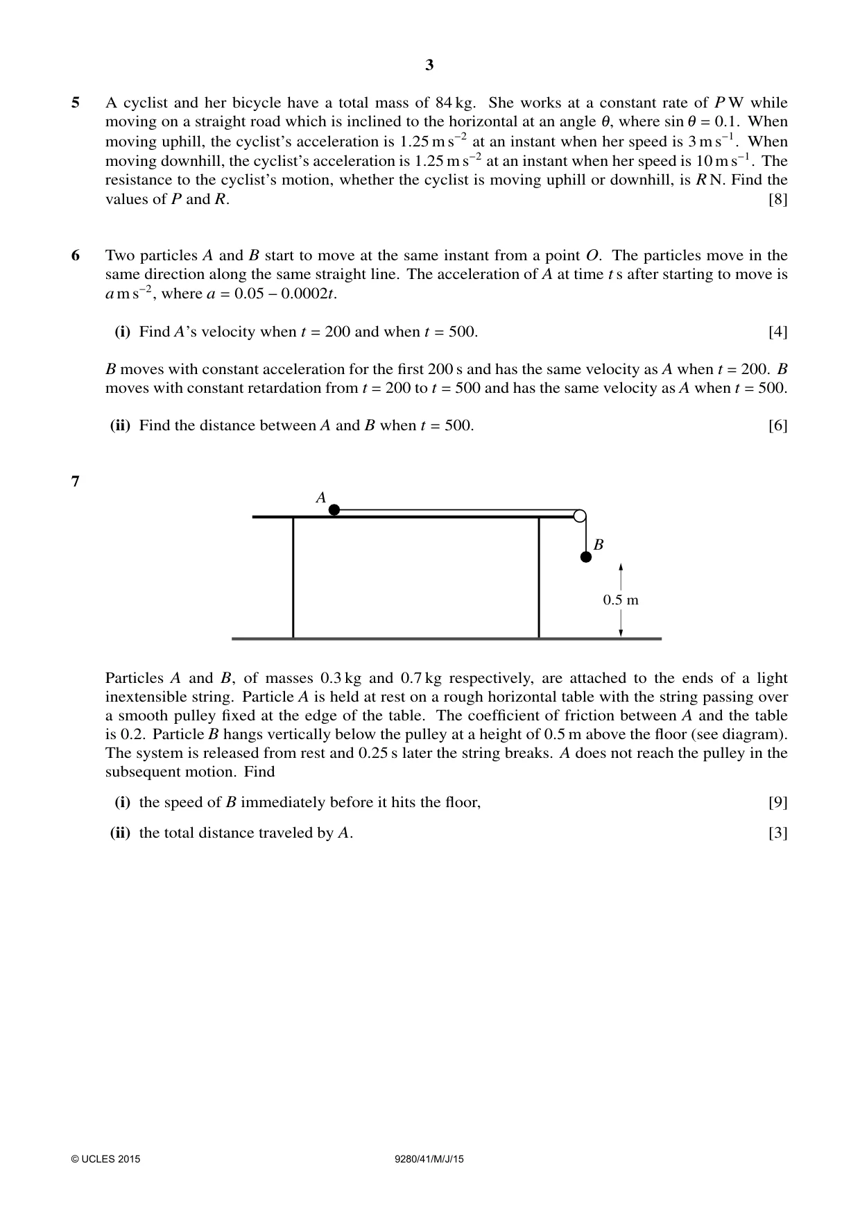 Cambridge A Level Mathematics (US) 9280 2015 May/June Paper 4 · Variant 1 question paper, page 3 of 4