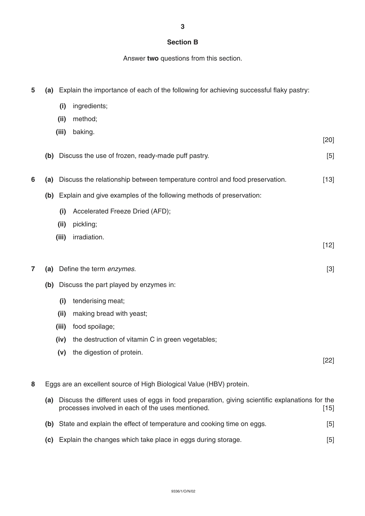 Cambridge A Level Food Studies 9336 2002 Oct/Nov Paper 1 · Variant 1 question paper, page 3 of 4