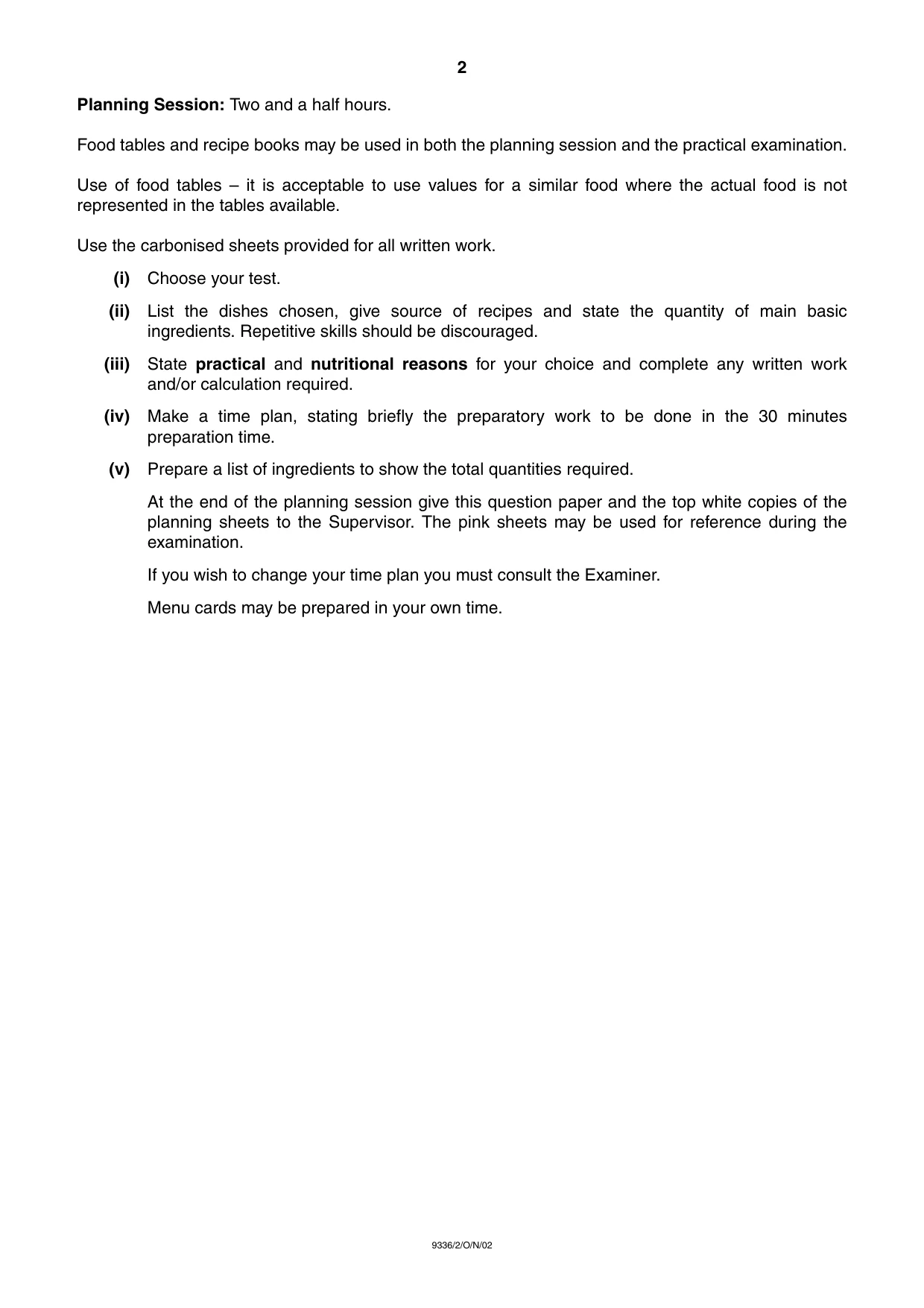 Cambridge A Level Food Studies 9336 2002 Oct/Nov Paper 2 · Variant 1 question paper, page 2 of 4
