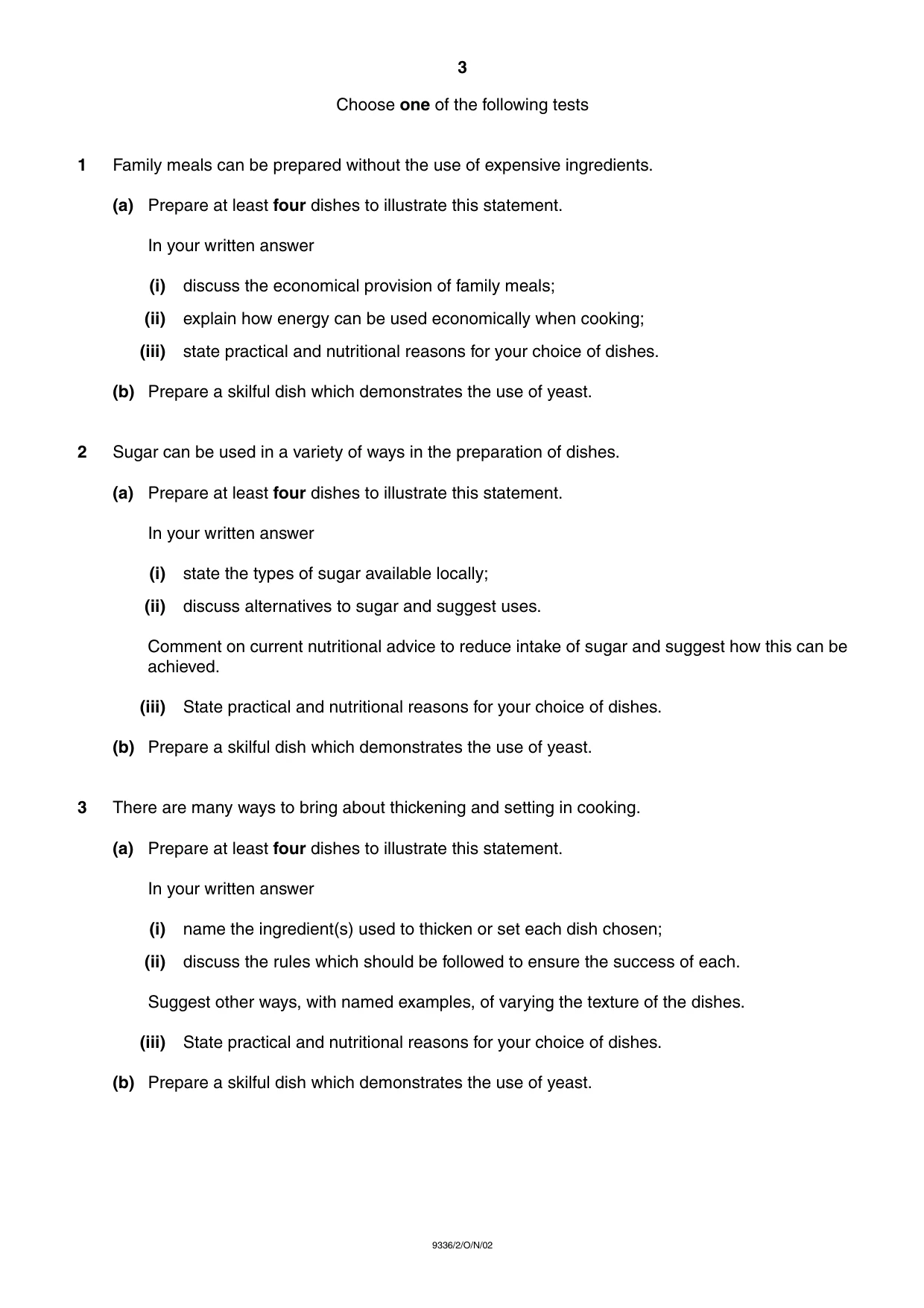Cambridge A Level Food Studies 9336 2002 Oct/Nov Paper 2 · Variant 1 question paper, page 3 of 4
