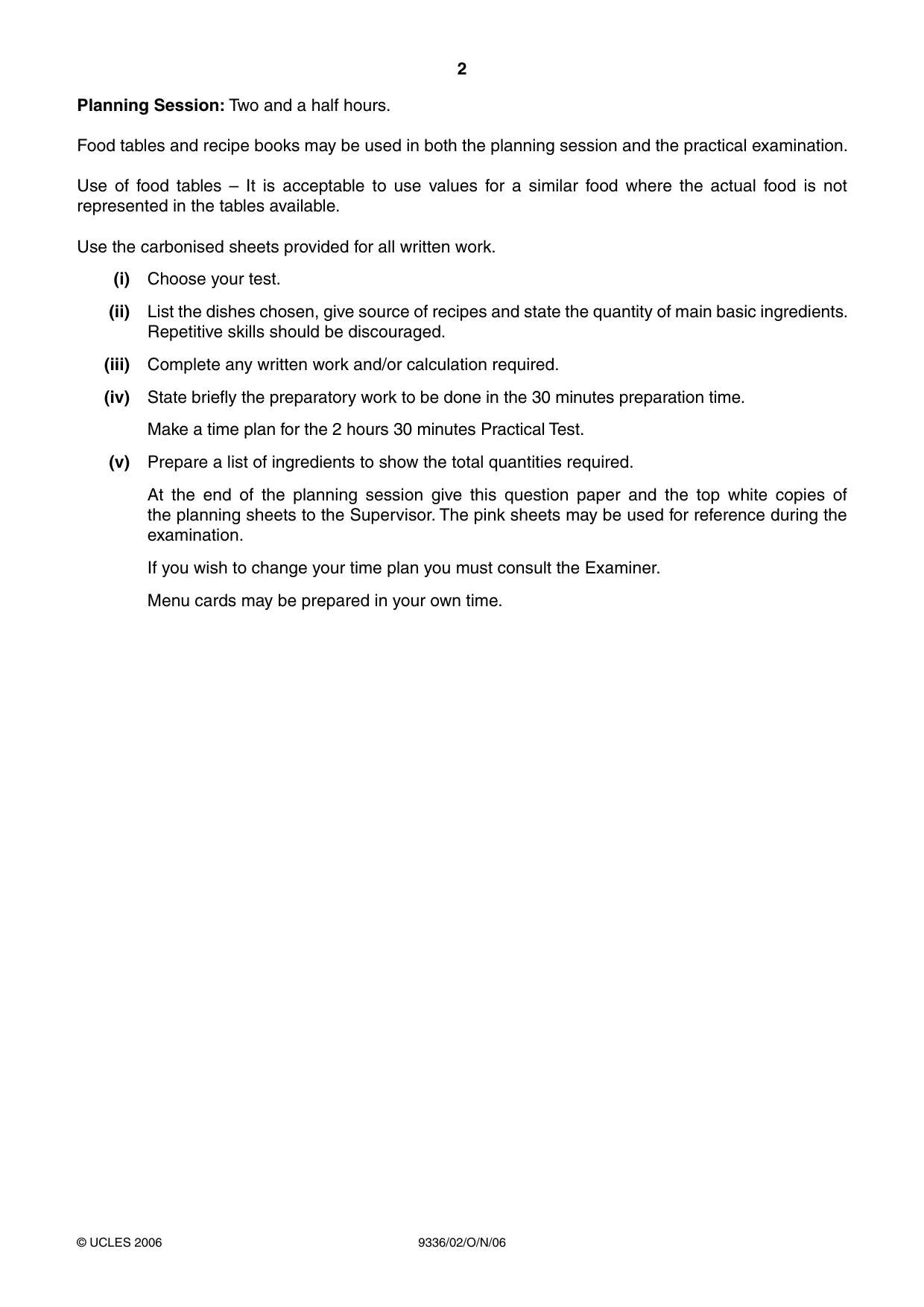Cambridge A Level Food Studies 9336 2006 Oct/Nov Paper 2 · Variant 1 question paper, page 2 of 4