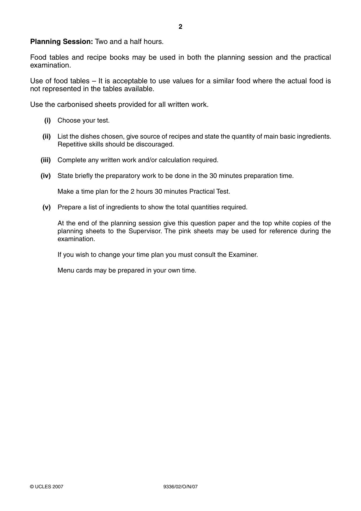 Cambridge A Level Food Studies 9336 2007 Oct/Nov Paper 2 · Variant 1 question paper, page 2 of 4