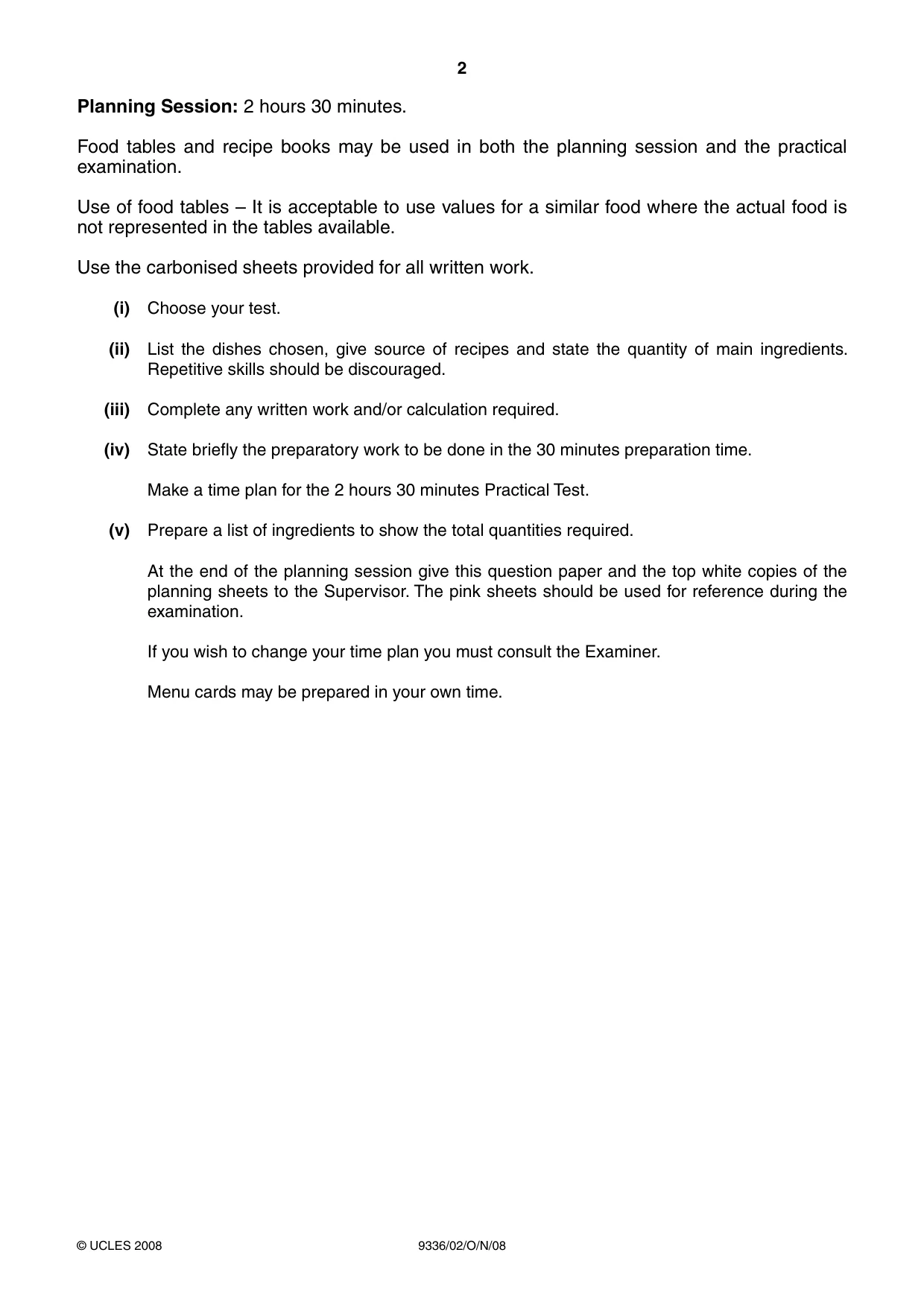 Cambridge A Level Food Studies 9336 2008 Oct/Nov Paper 2 · Variant 1 question paper, page 2 of 4