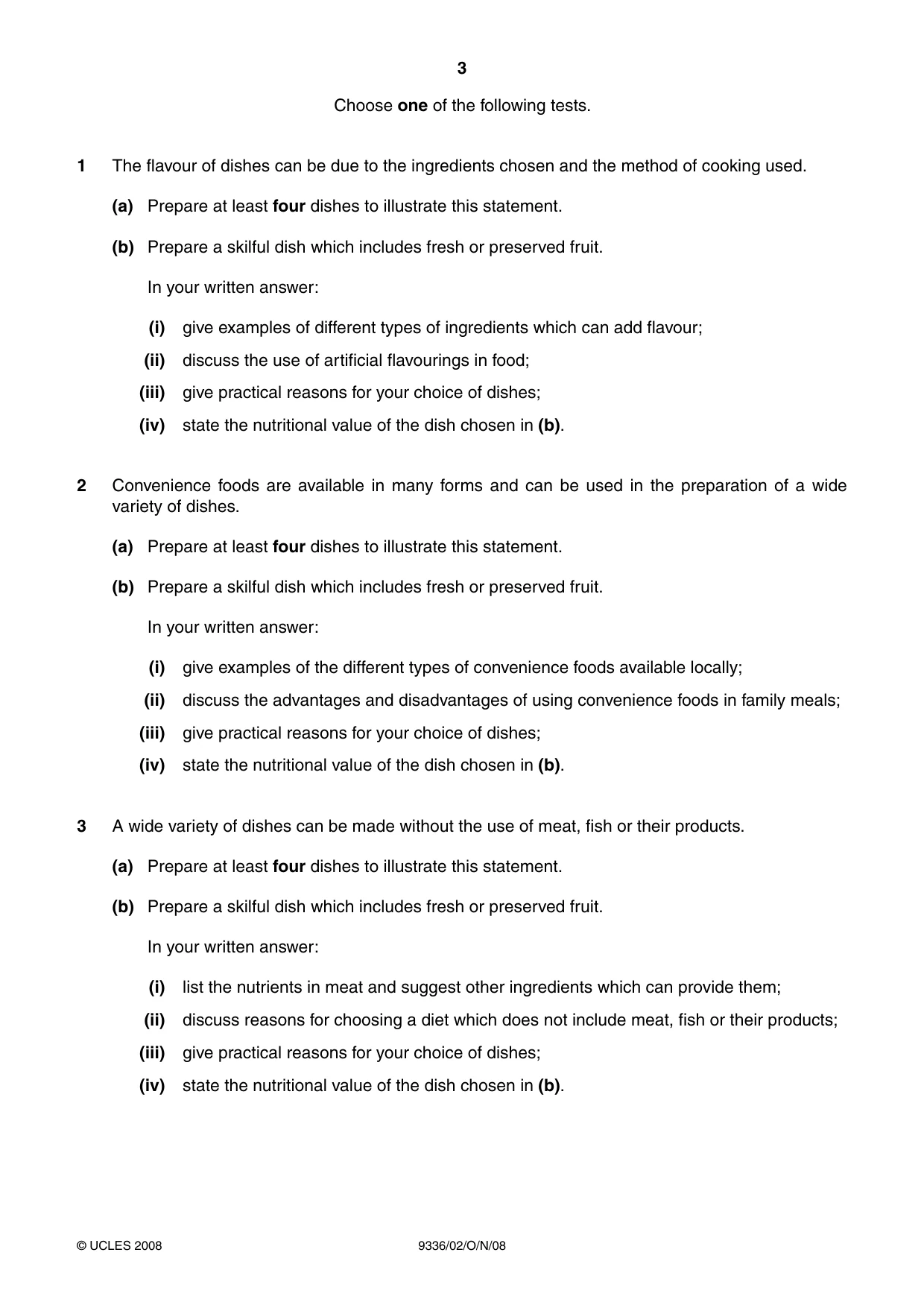 Cambridge A Level Food Studies 9336 2008 Oct/Nov Paper 2 · Variant 1 question paper, page 3 of 4