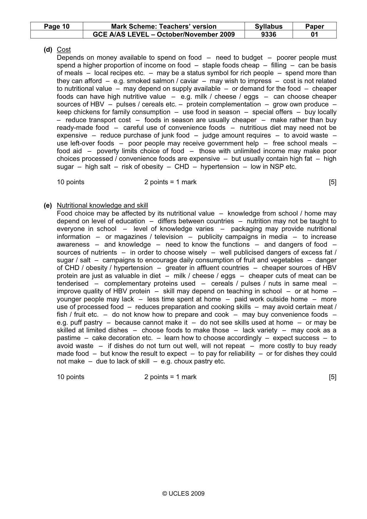 Mark scheme, page 10 of 15