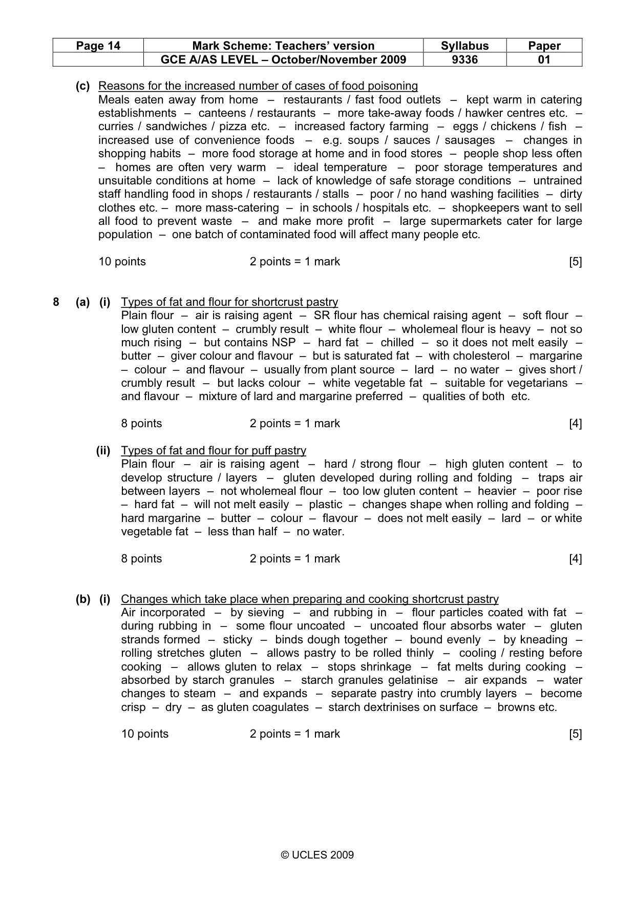 Mark scheme, page 14 of 15