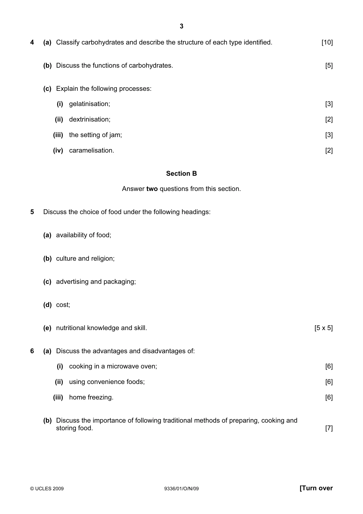 Cambridge A Level Food Studies 9336 2009 Oct/Nov Paper 1 · Variant 1 question paper, page 3 of 4