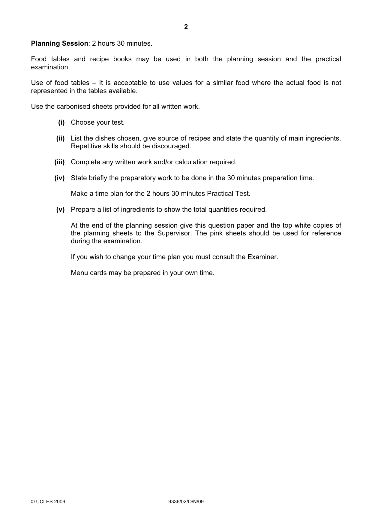 Cambridge A Level Food Studies 9336 2009 Oct/Nov Paper 2 · Variant 1 question paper, page 2 of 4