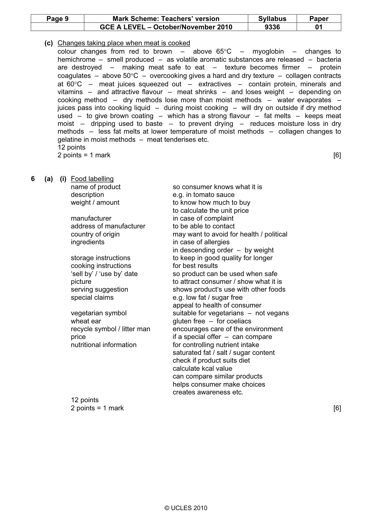 Mark scheme, page 9 of 15