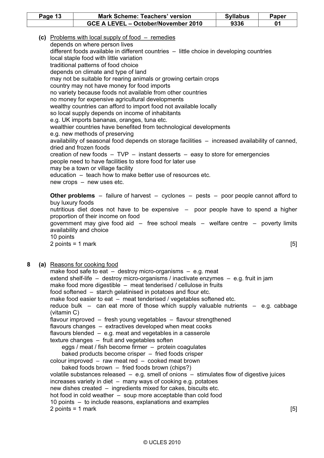 Mark scheme, page 13 of 15