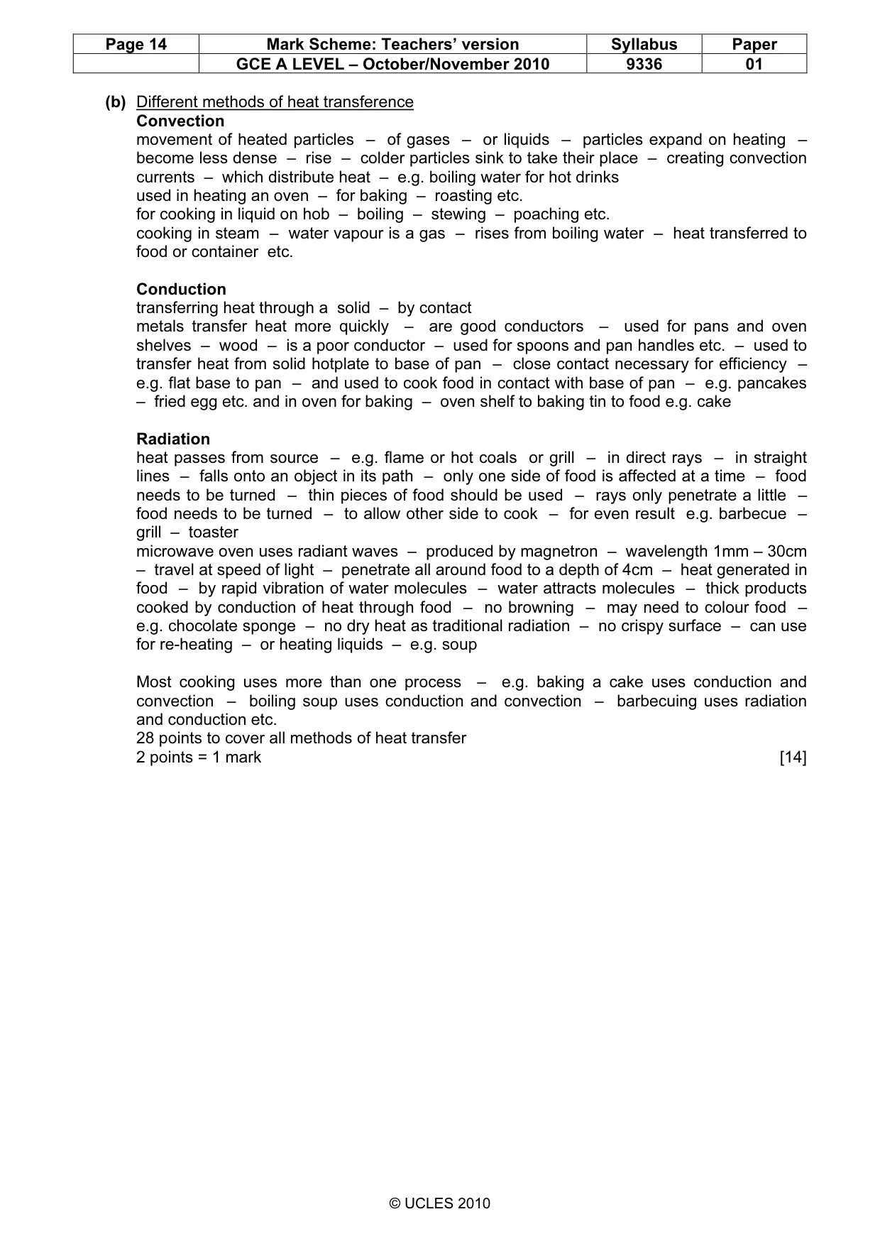 Mark scheme, page 14 of 15