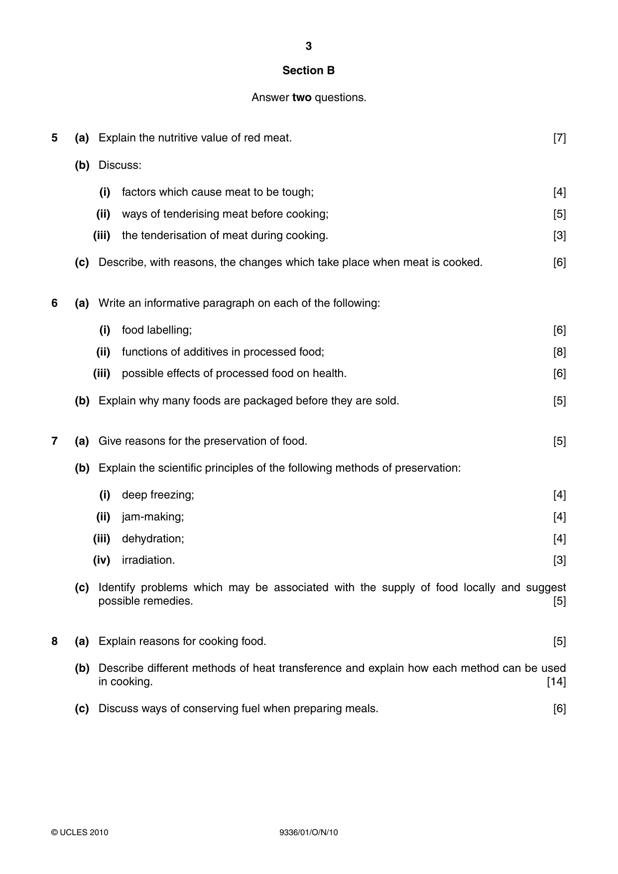 Cambridge A Level Food Studies 9336 2010 Oct/Nov Paper 1 · Variant 1 question paper, page 3 of 4