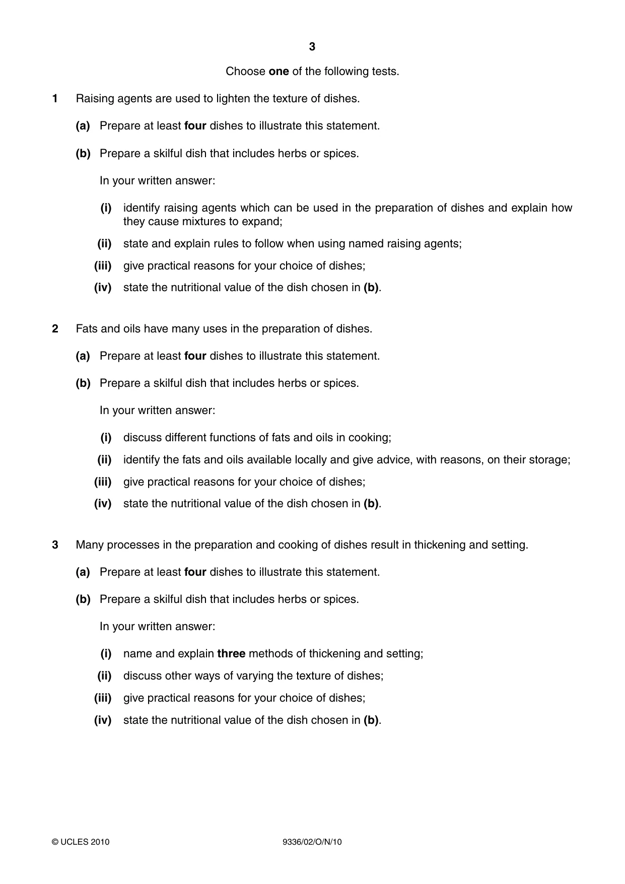 Cambridge A Level Food Studies 9336 2010 Oct/Nov Paper 2 · Variant 1 question paper, page 3 of 4