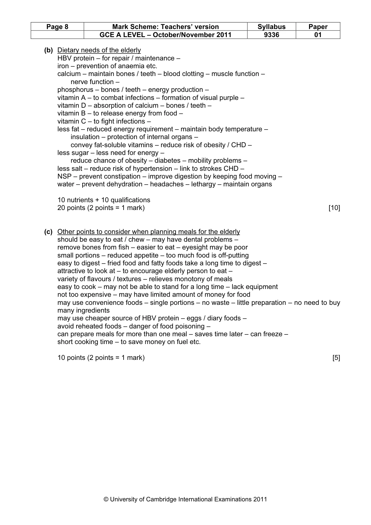 Mark scheme, page 8 of 16