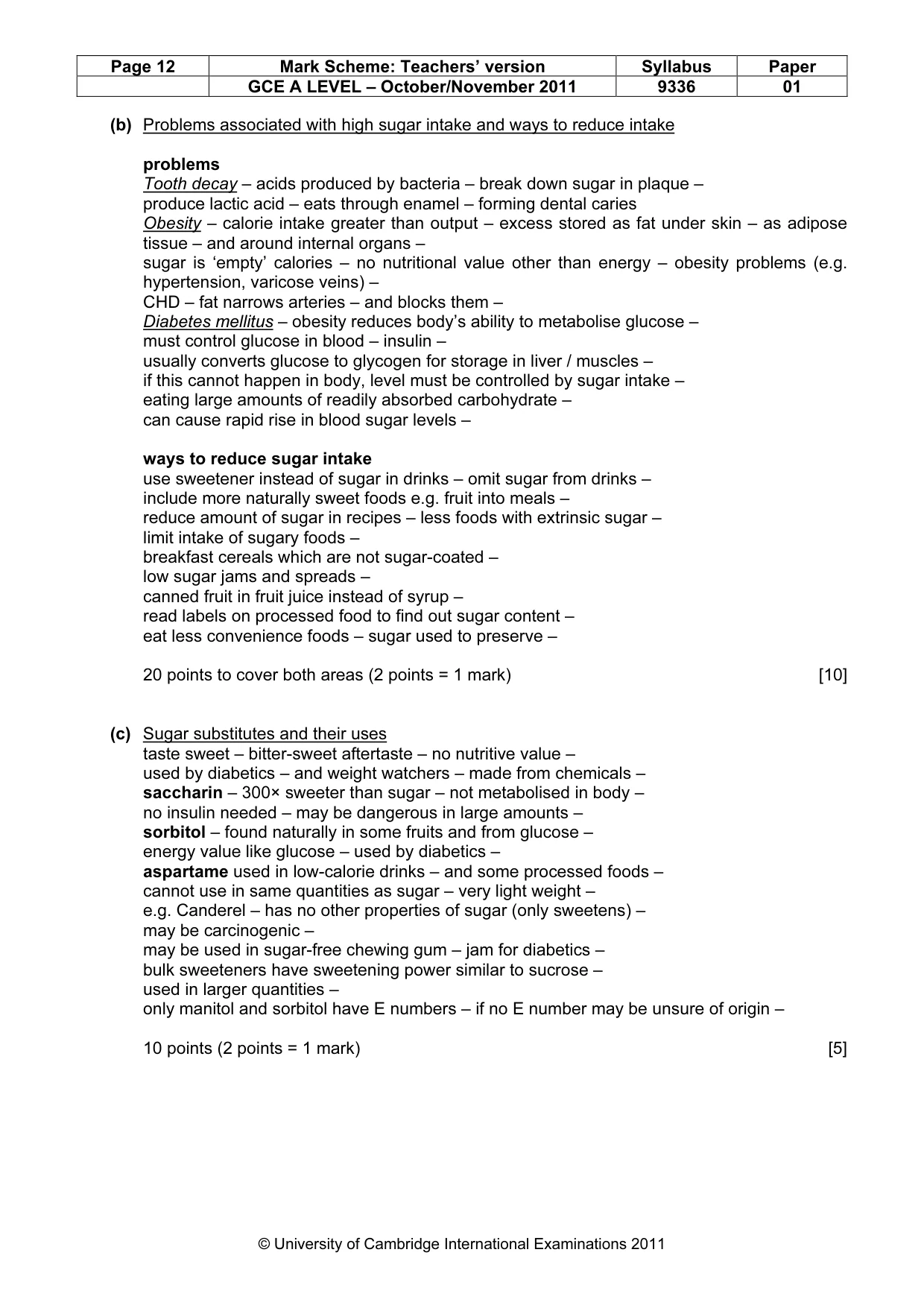 Mark scheme, page 12 of 16