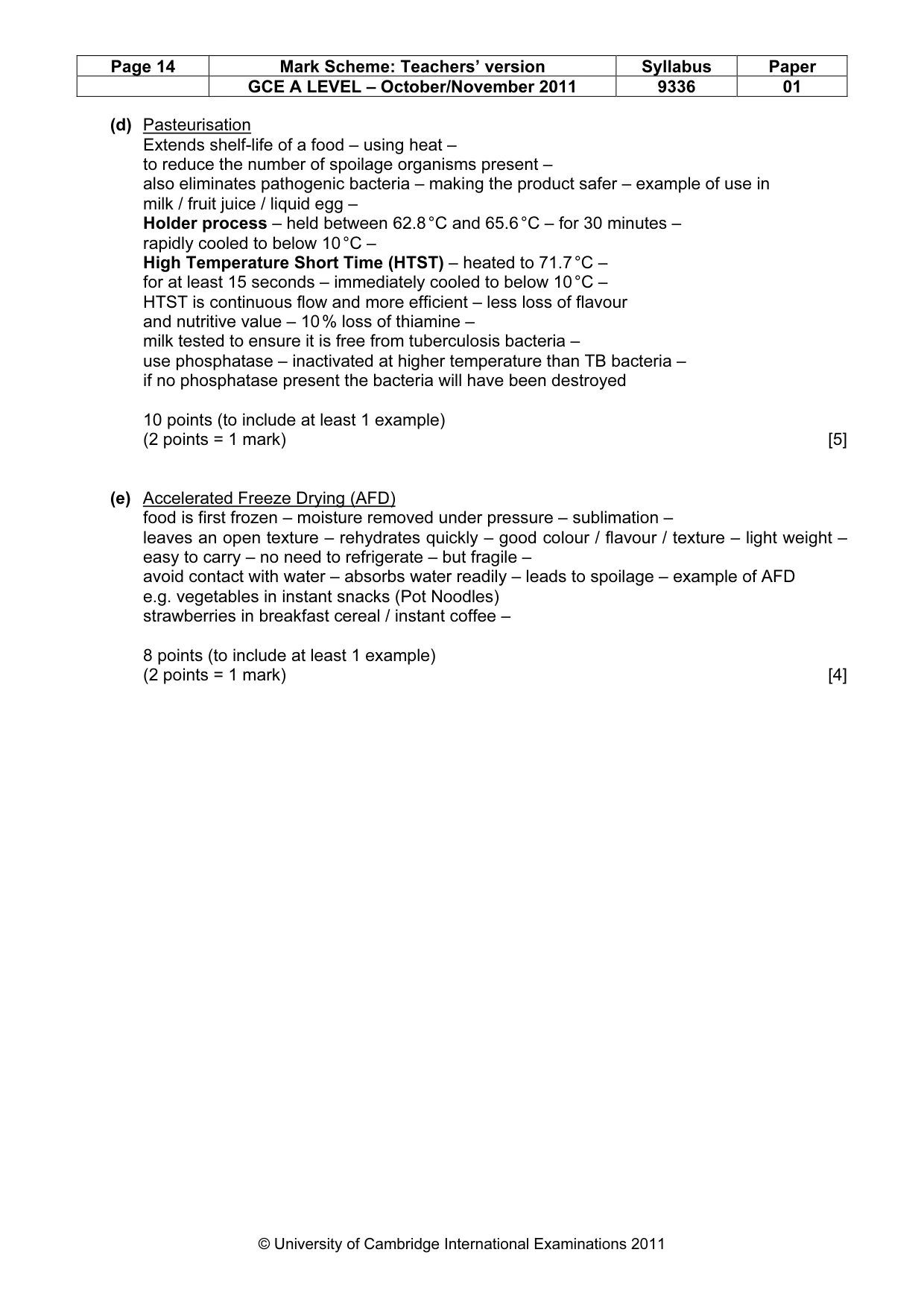 Mark scheme, page 14 of 16