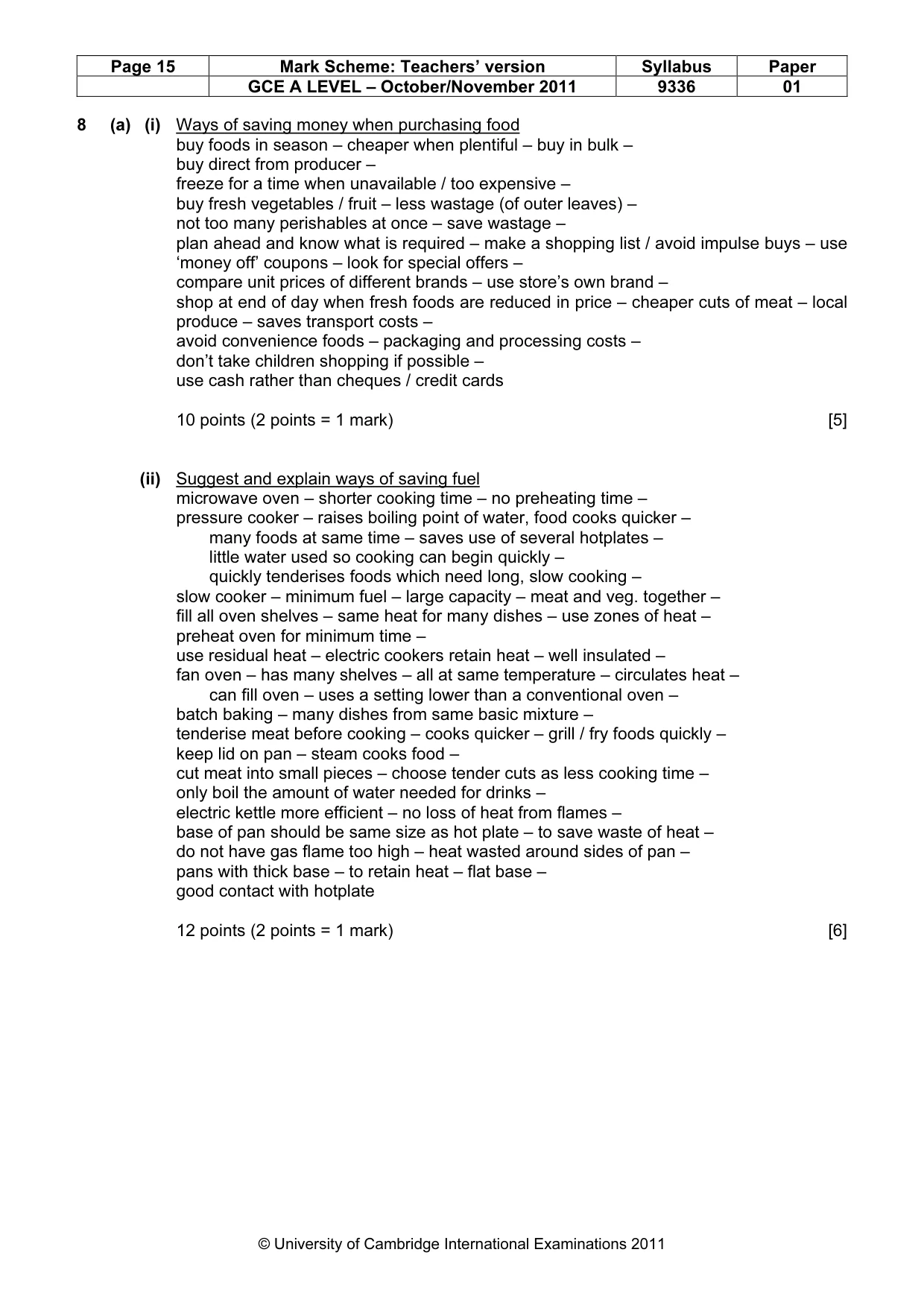 Mark scheme, page 15 of 16