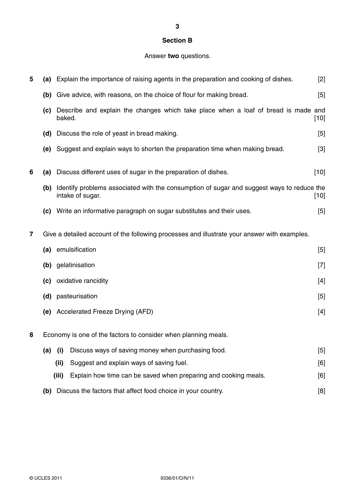 Cambridge A Level Food Studies 9336 2011 Oct/Nov Paper 1 · Variant 1 question paper, page 3 of 4