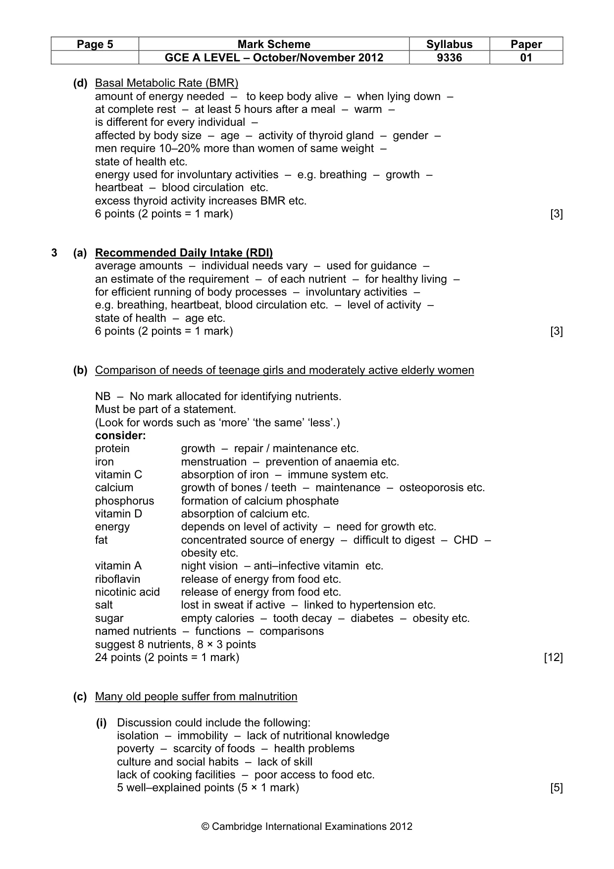 Mark scheme, page 5 of 14