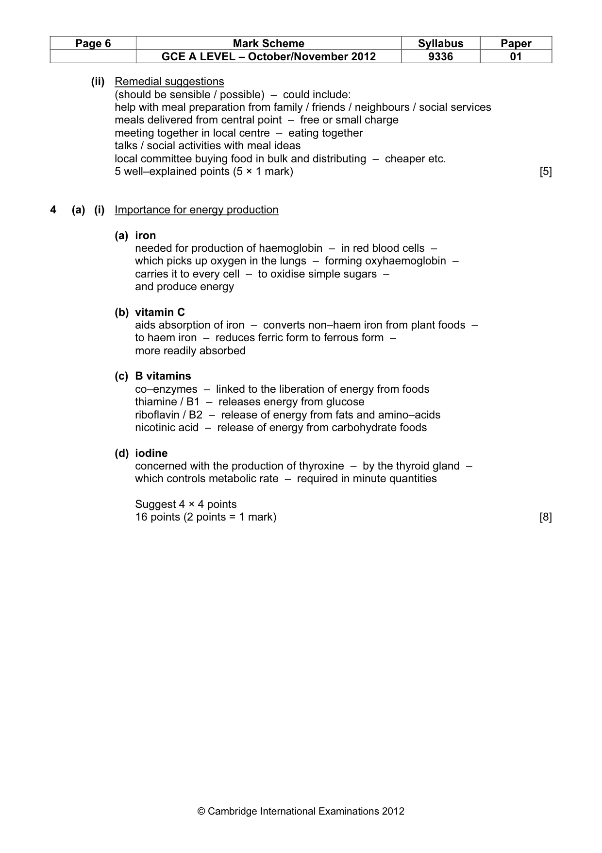 Mark scheme, page 6 of 14